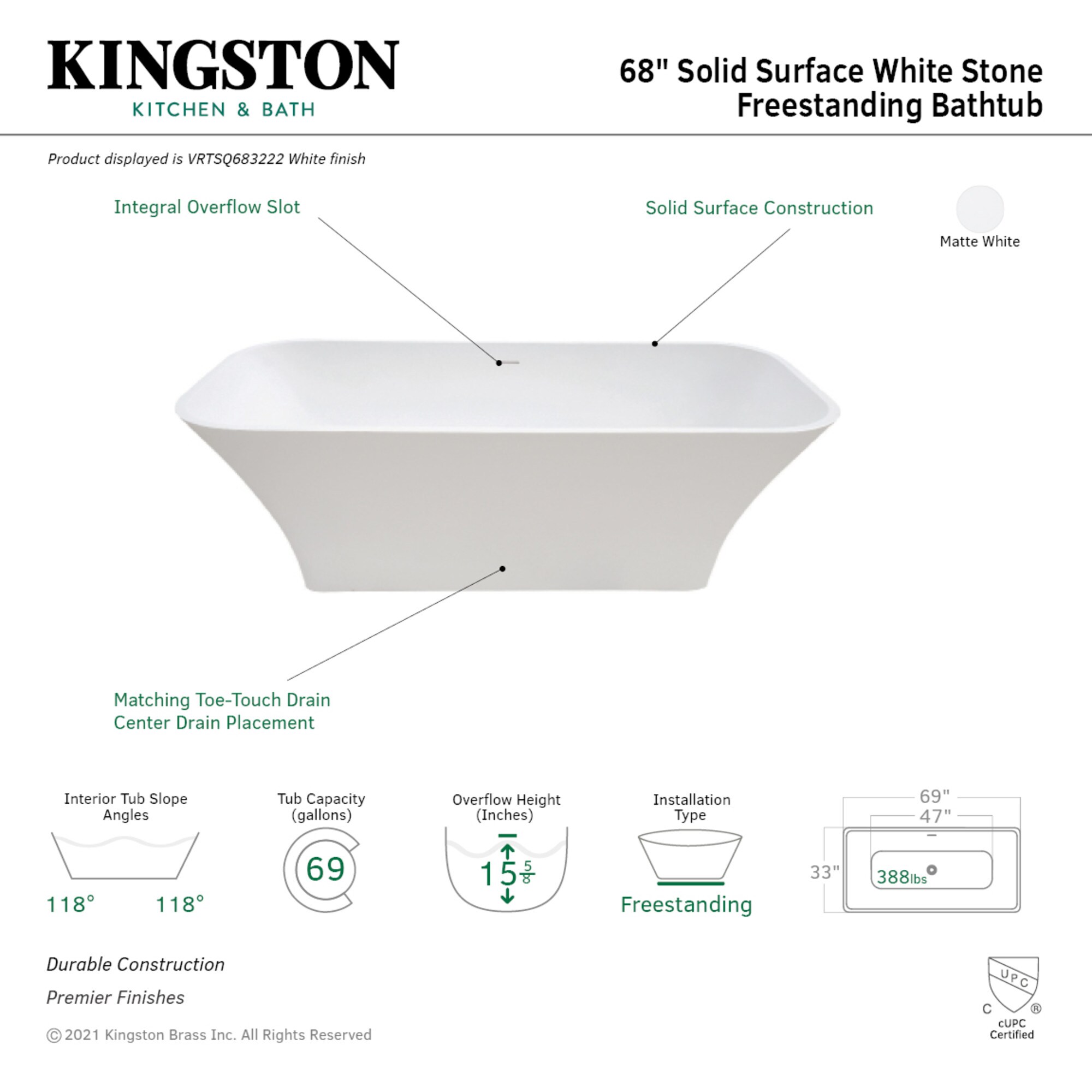 Kingston Brass UUVRTSQ683222 bathtubs - View #3
