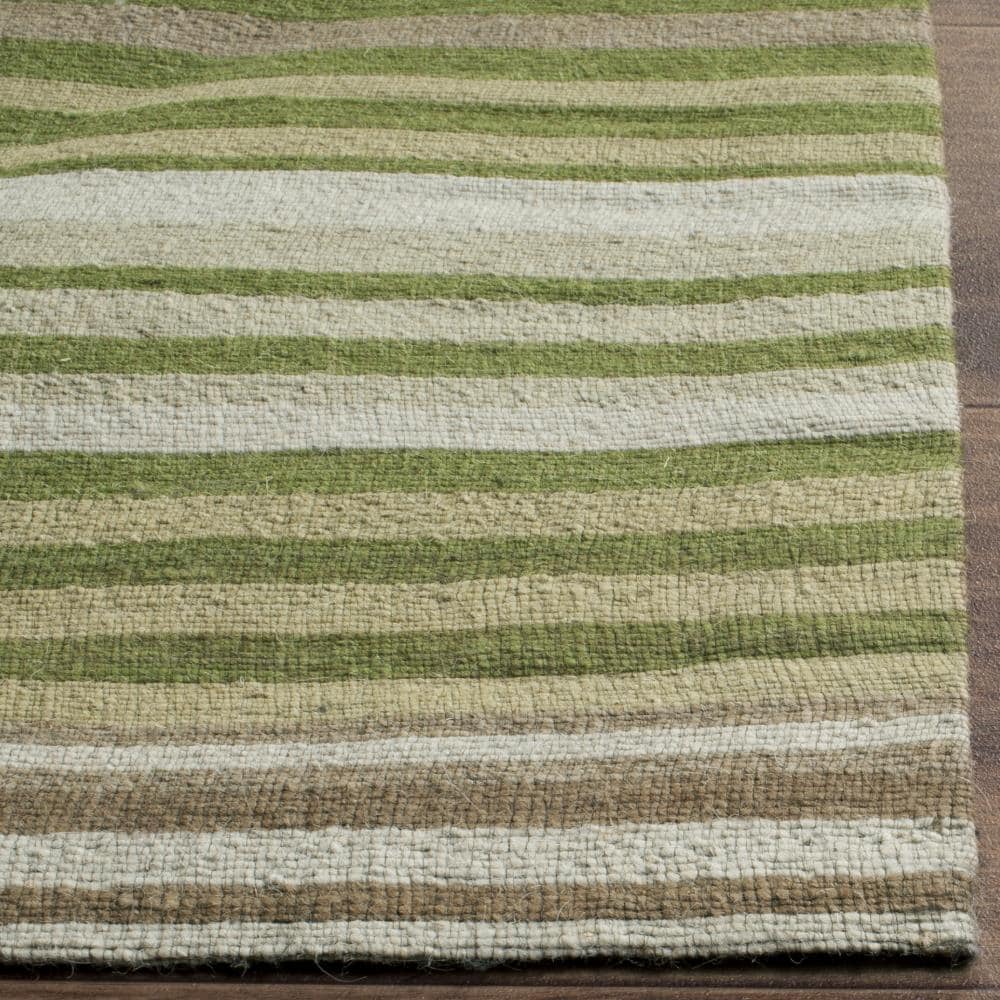 Marbella Green Wool Flat Woven 5' x 8' Area Rug