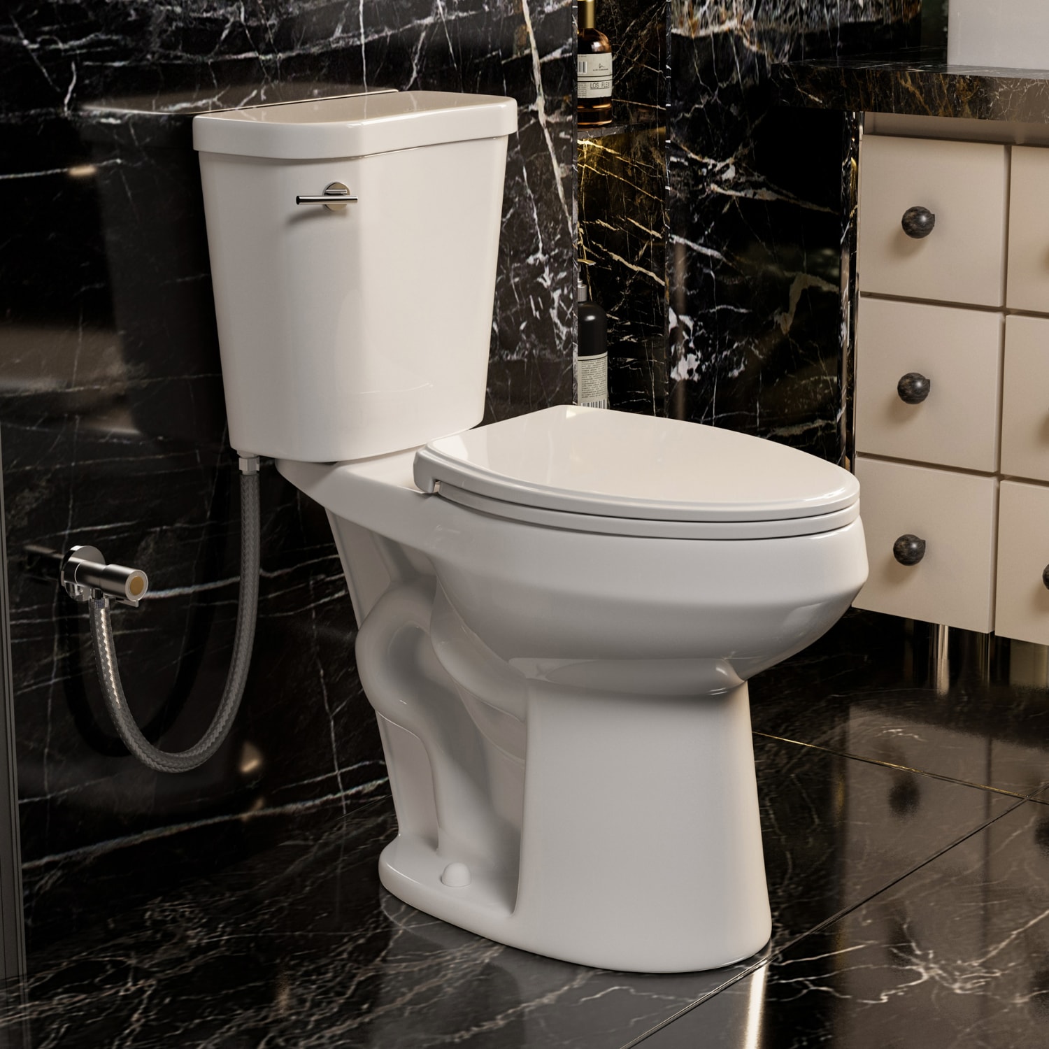 Los Flexi White Elongated Tall height Soft Close 2-piece Toilet 12-in Rough-In 1.28 GPF #LSLF019T01-A