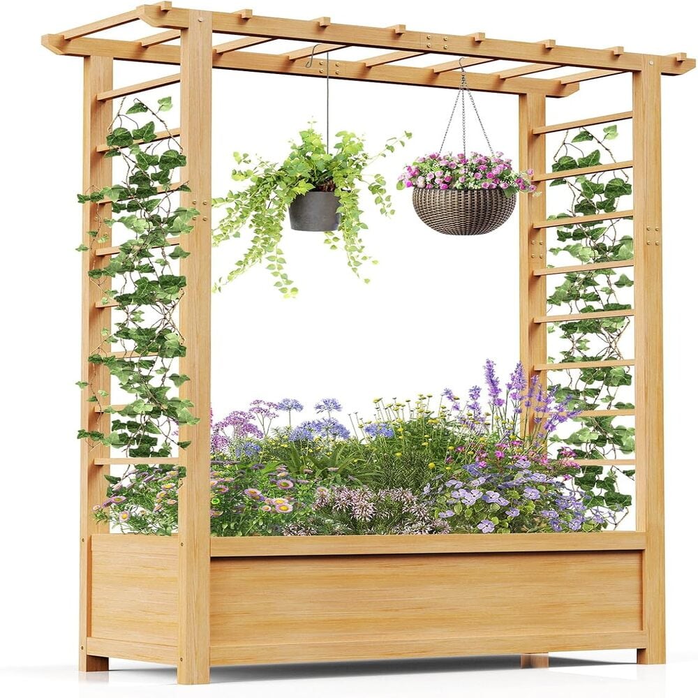 Esazn HWLYY-Y-BL-H-LYU 3.28-cu ft 15.8-in W x 39.4-in L x 59.1-in H Elevated Wooden Wood Raised Garden Bed