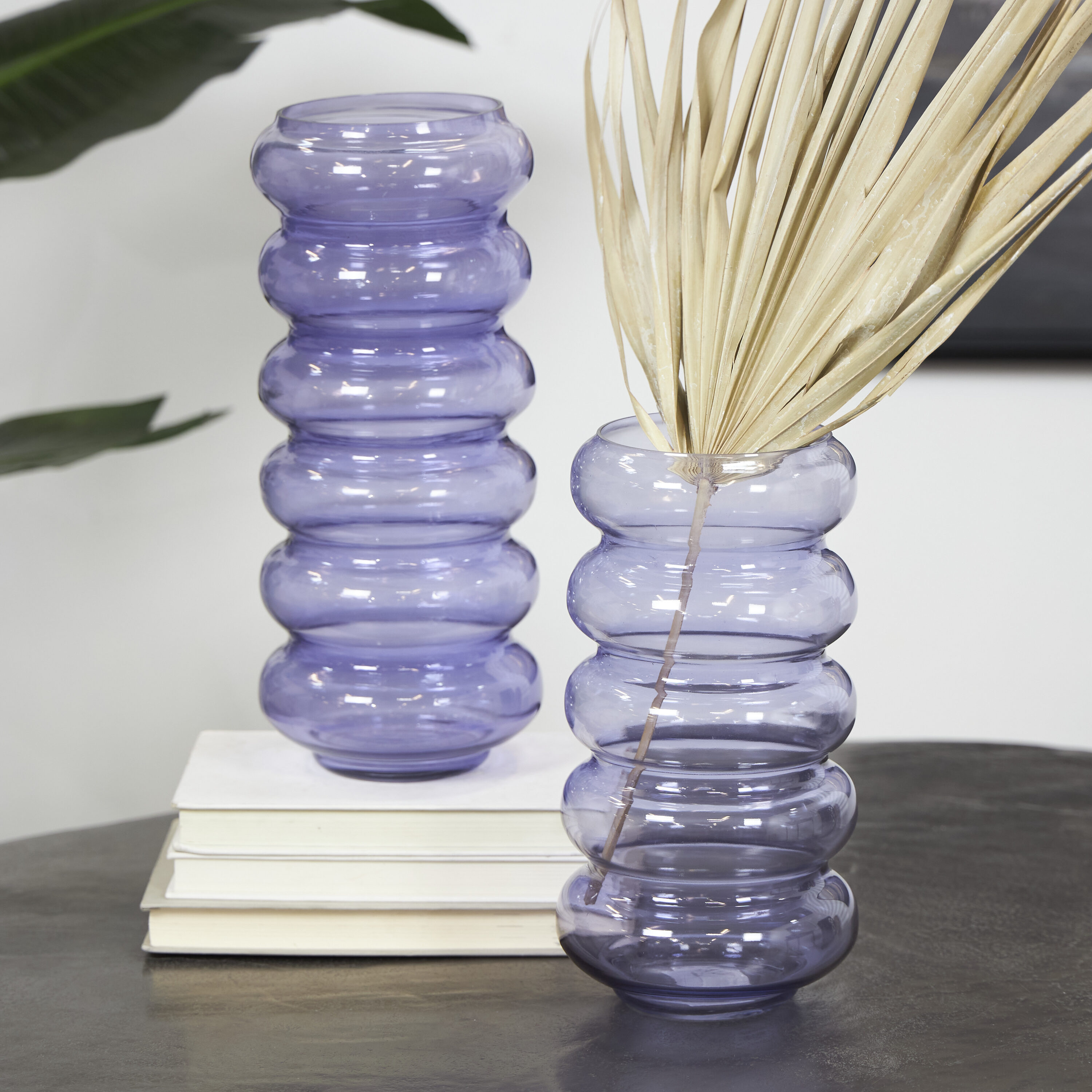 The Novogratz 822210 2 -Pack Purple Glass Eclectic Vase