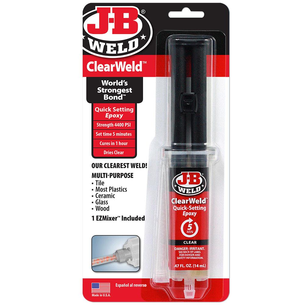 J-B WELD J-B Weld Clearweld Epoxy Adhesive - 0.47 Oz, 5 Min Set Time,  Clear, Interior/Exterior Use - Strong Bond on Tile, Plastics, Glass, Wood,  Metal in the Epoxy Adhesives department at