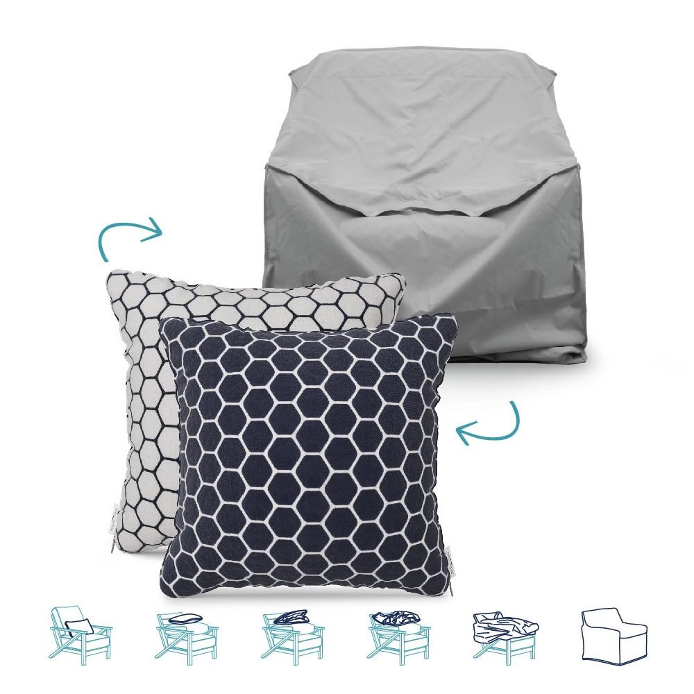 Pillow-to-Cover FH-P2C-18CL-WIRE Navy Polyester Patio Furniture Cover For Conversation chair