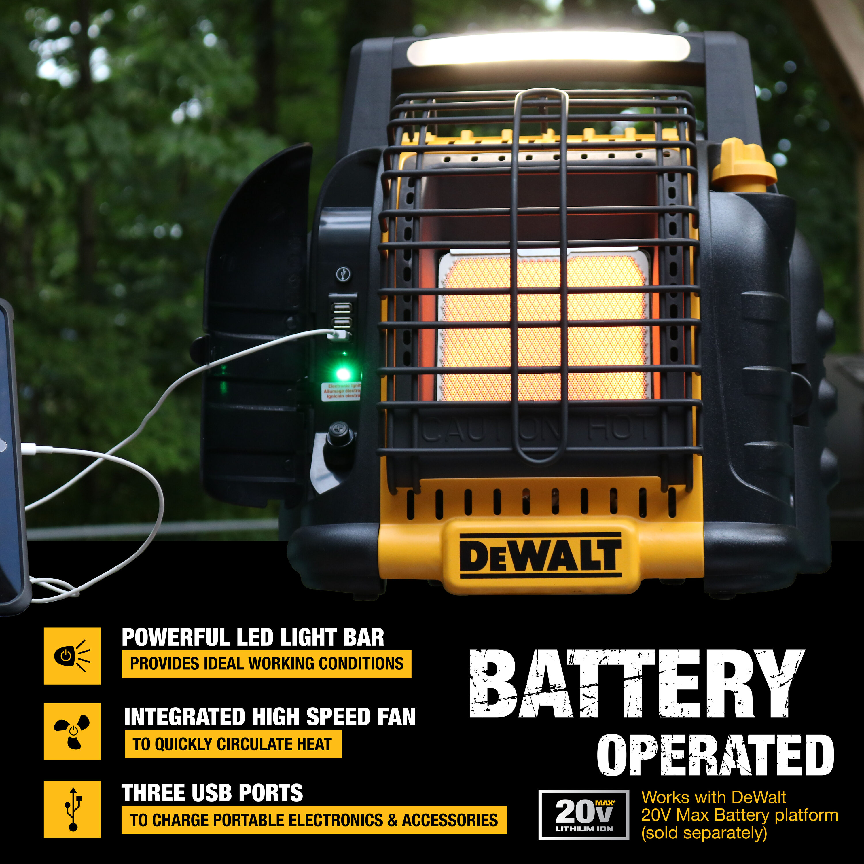 DEWALT Portable Radiant 12000-BTU Outdoor Portable Radiant Propane Heater  at