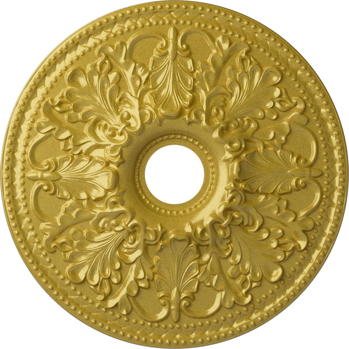 Ekena Millwork CM23ASRGS Ashley 23.875-in W x 23.875-in L Painted Rich Gold Polyurethane Whole Ceiling Medallion