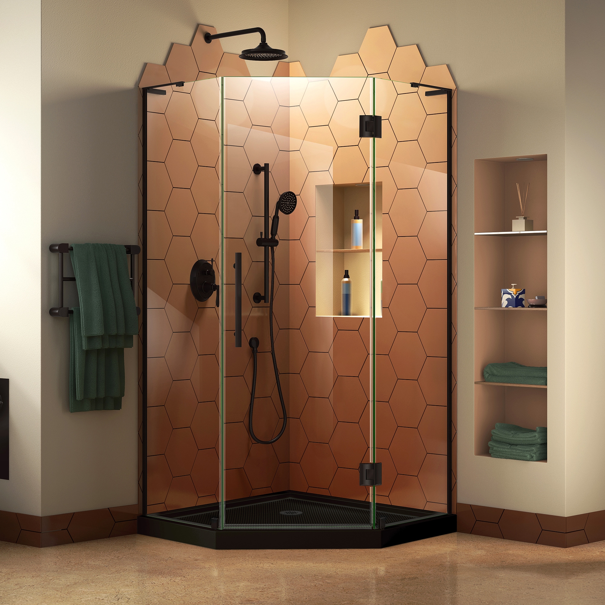 SUNNY SHOWER Corner Shower Enclosure with 1/4 in. Clear Glass Double Glass  Sliding Square Shower Doors 36 x 36 x 72 inch, Chrome Finish, Shower Base