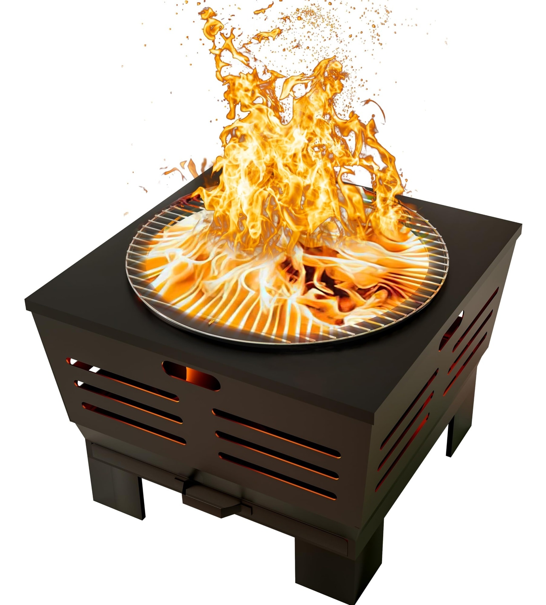 ITOPFOX  Smokeless Wood Burning Fire Pit Portable Outdoor Firepit with Removable Ash Pan Cooking Grate Poker 23x23x19 Inch 1 Piece