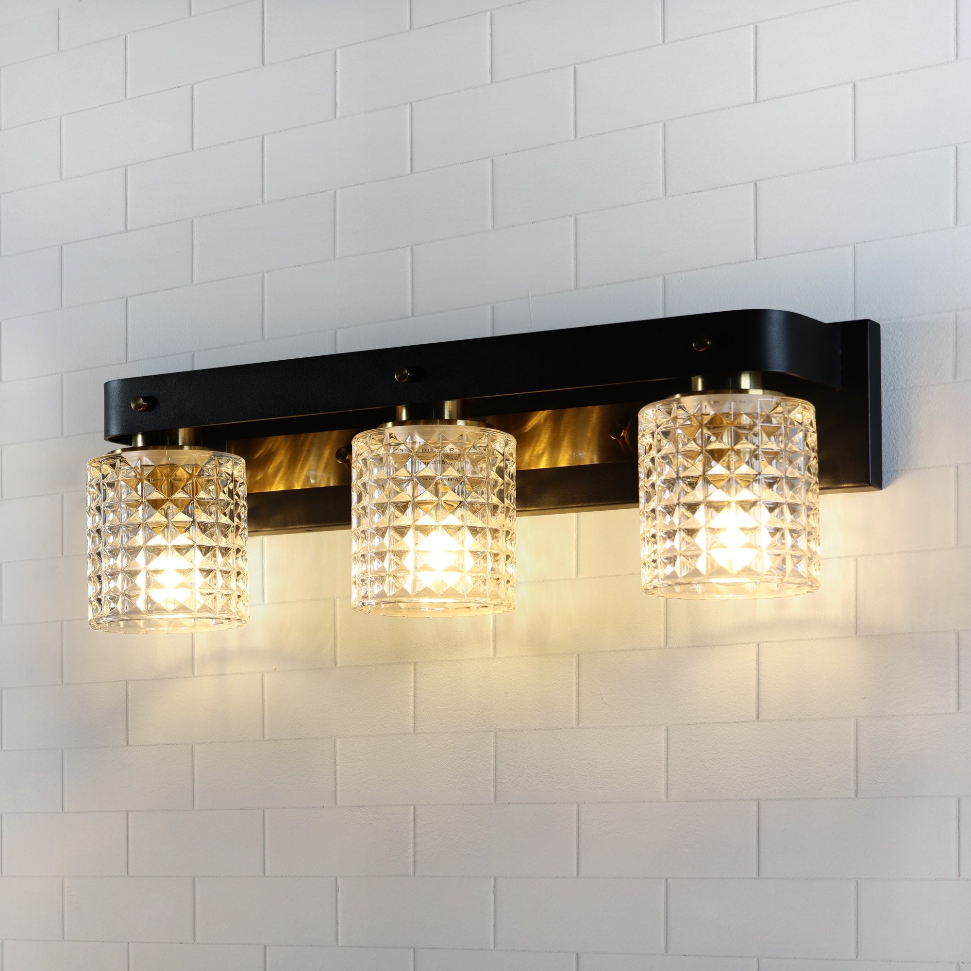 ExBrite LWSVL1312BG Luxurious 23-in 3 -Light Matte Black Glam Vanity light