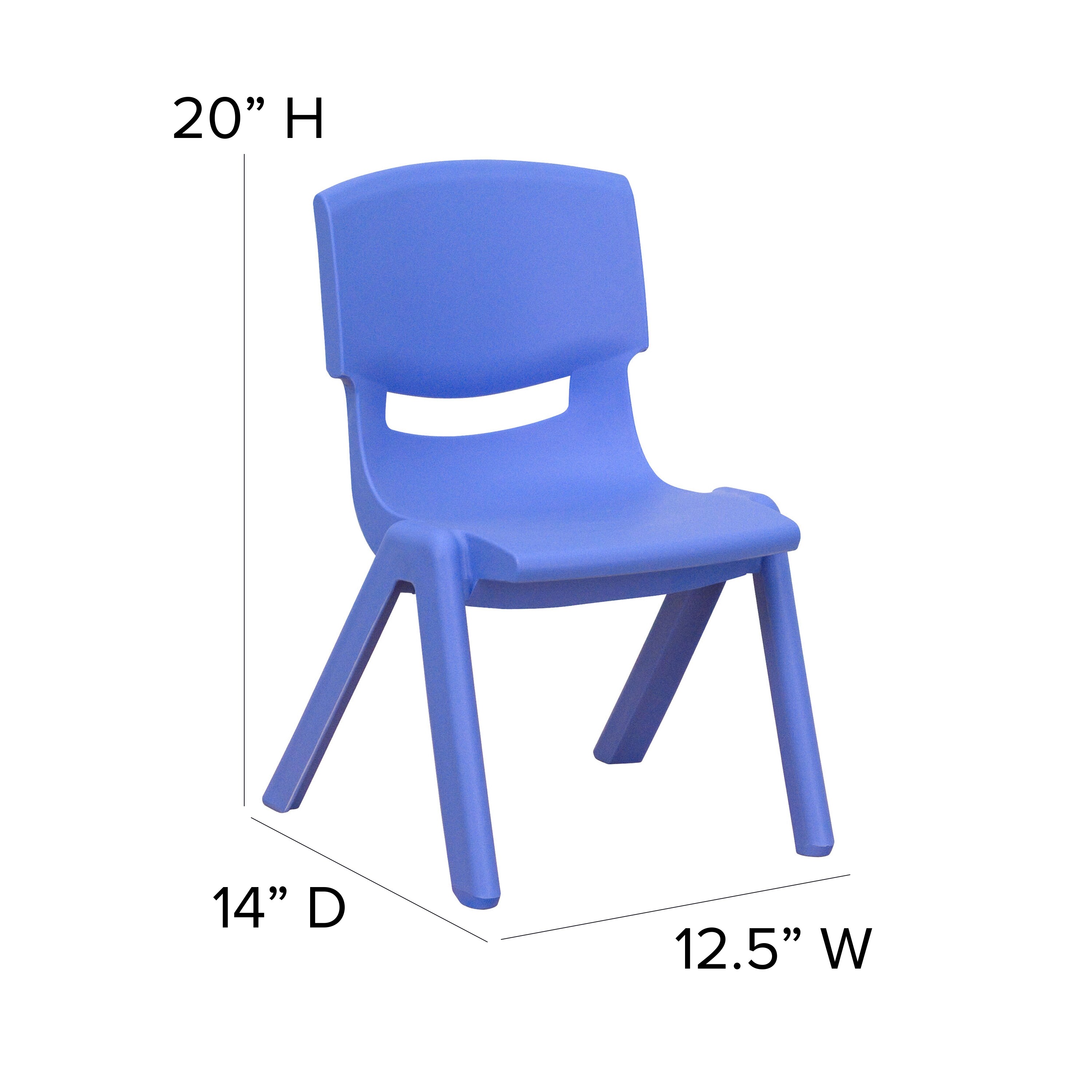Whitney Stackable Blue Plastic Preschool Chairs, 2 Pack