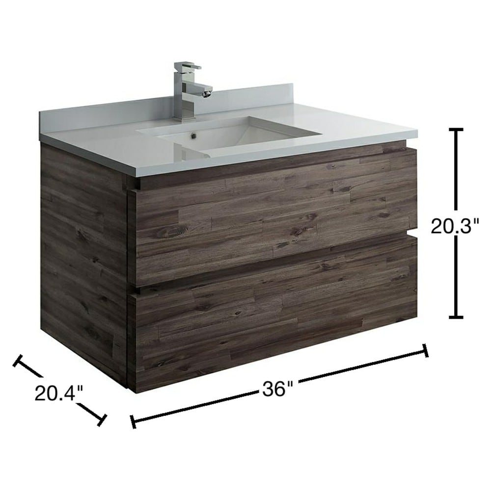 Fresca Formosa 36-in Acacia Wood Undermount Single Sink Floating ...