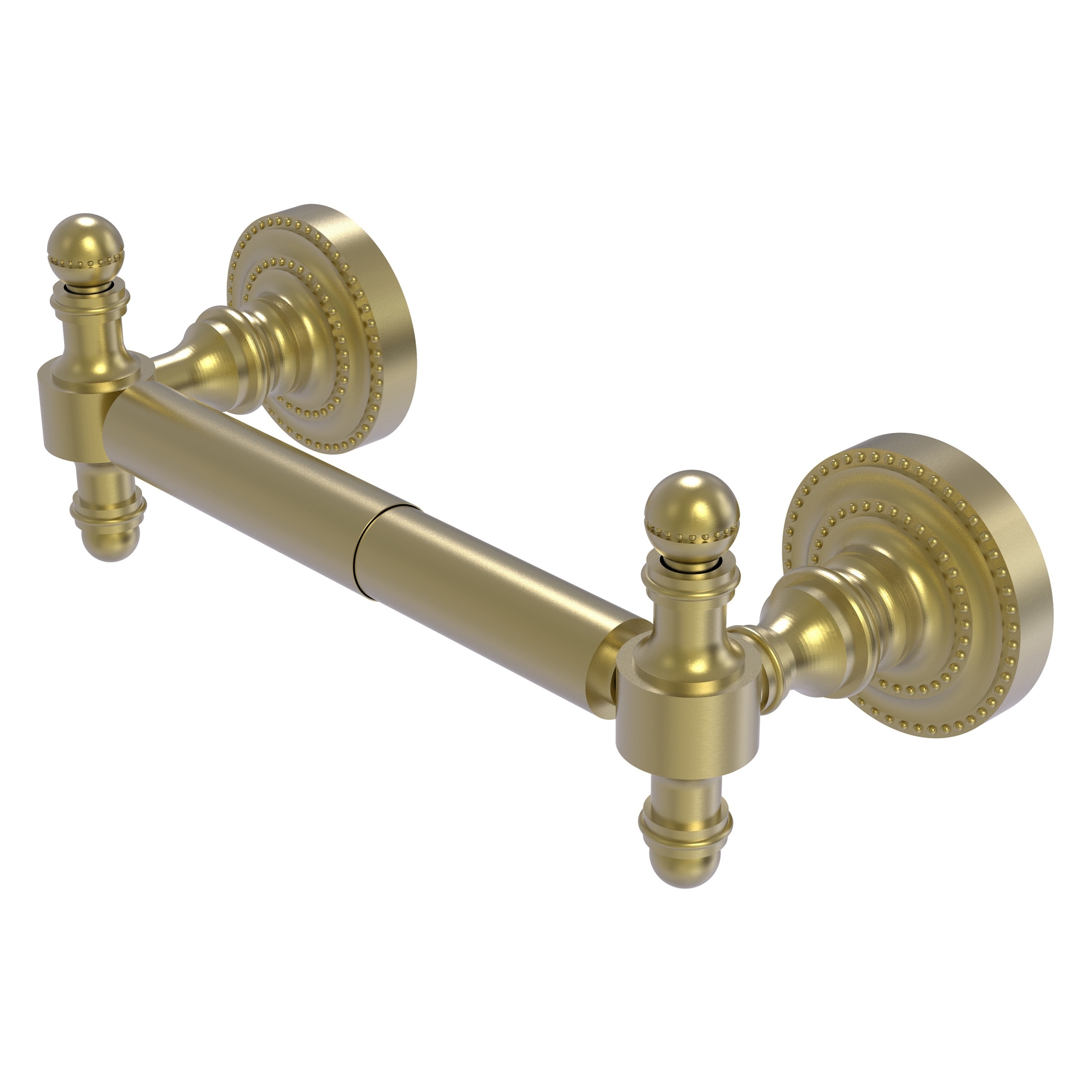 Allied Brass RD-24-SBR Retro Dot Satin Brass Wall mount Double post Toilet Paper Holder 1 -Rolls with Storage