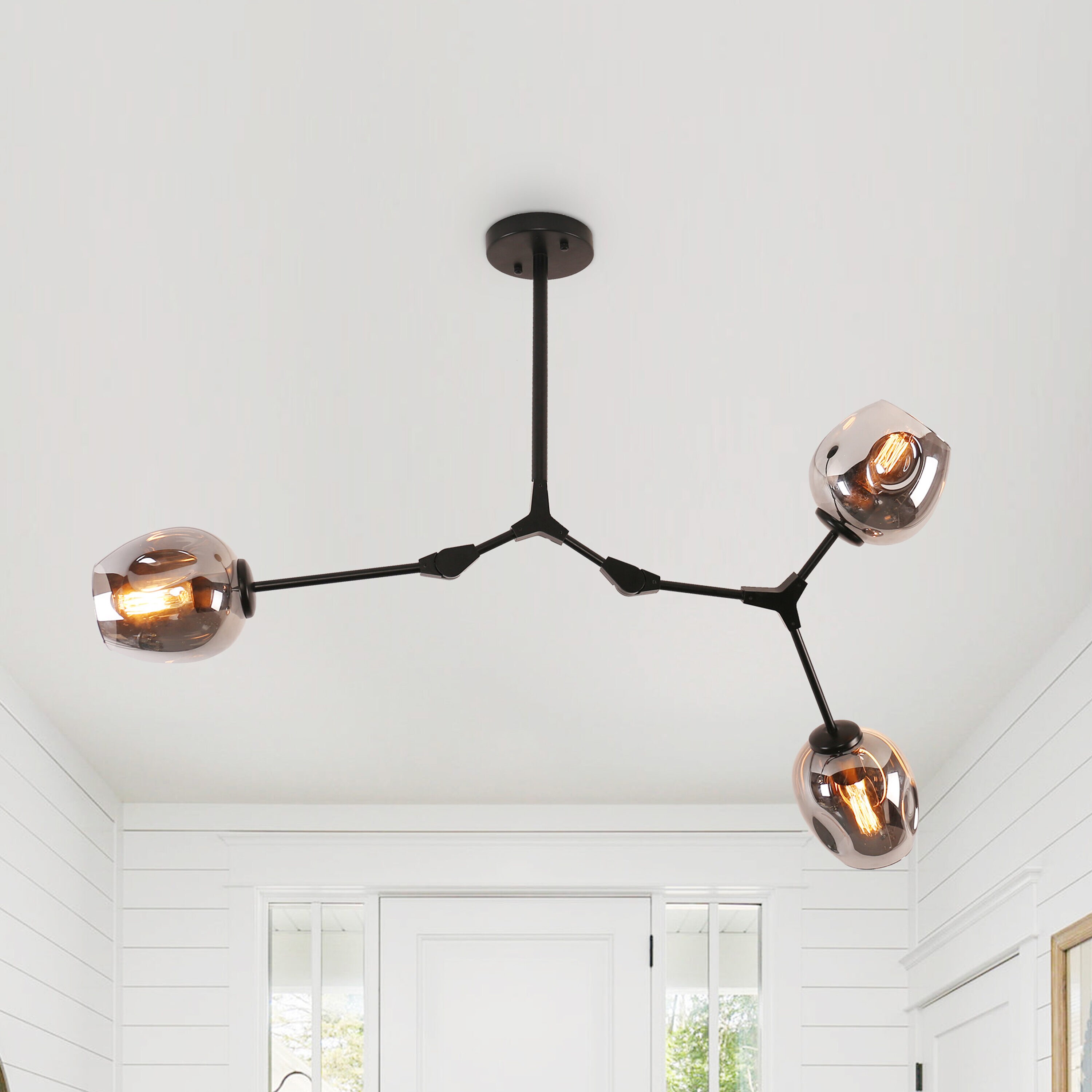 Oaks Decor BD1030-3-YH Rochelle 3 -Light Brushed Gray Modern/contemporary For Use in Bedrooms, Dining Rooms, Foyers, Kitchens, Living Rooms Chandelier