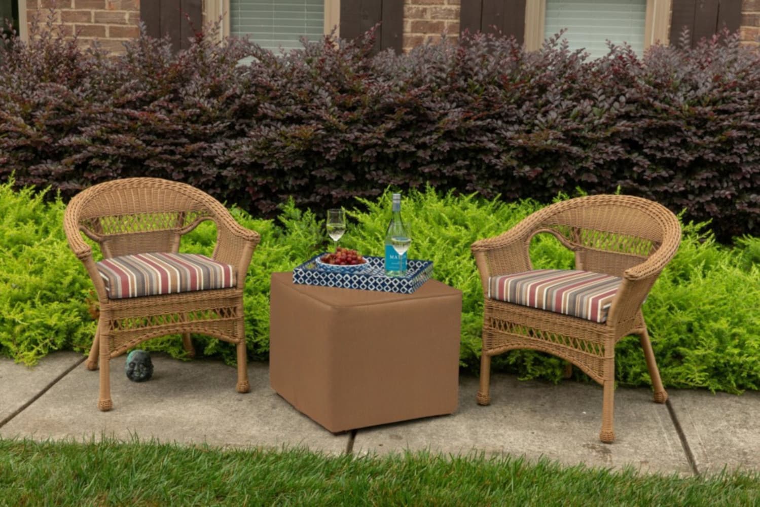 Brannon Redwood Striped Sunbrella Fabric Chair Cushion 19.5 x 19.5