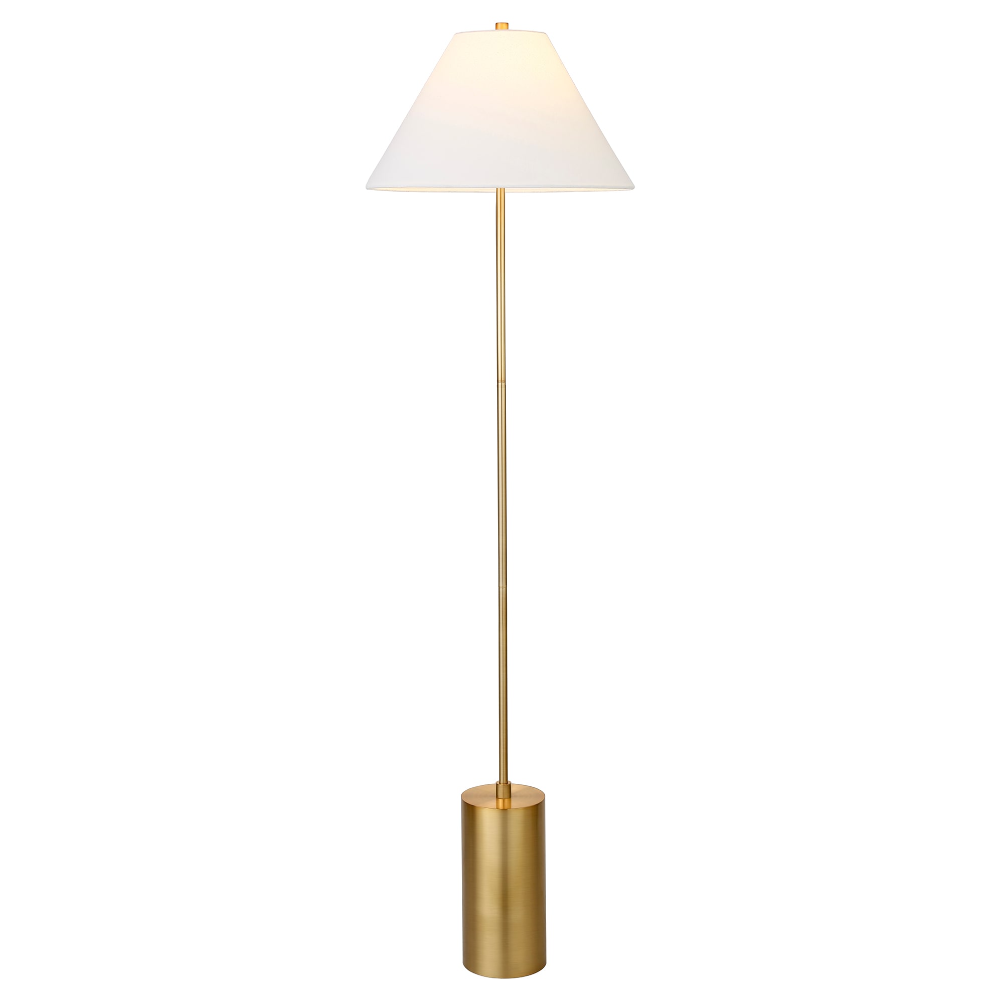 Brass and White Adjustable Floor Lamp with Linen Shade