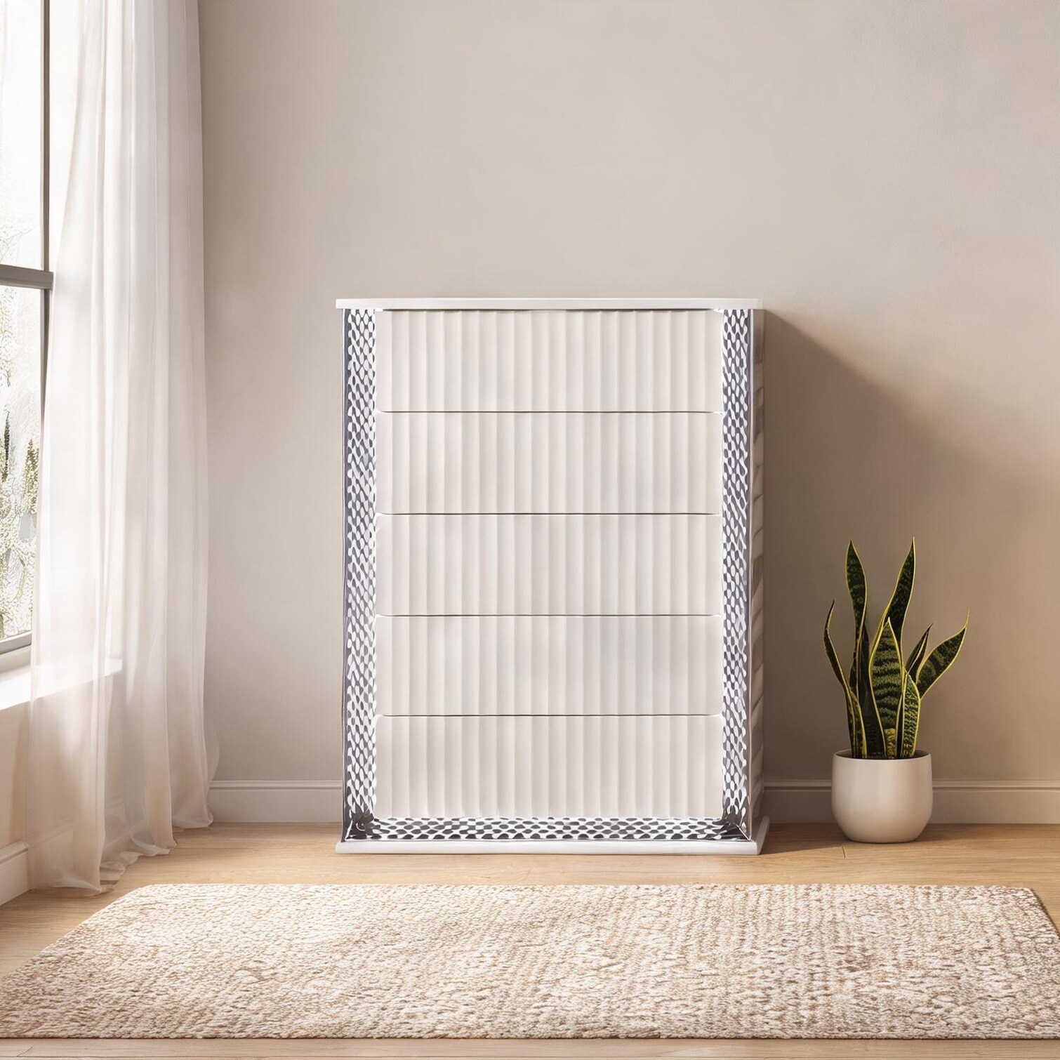 SunJet Clean white solid and manufactured wood 8-drawer chest for bedroom storage contemporary style