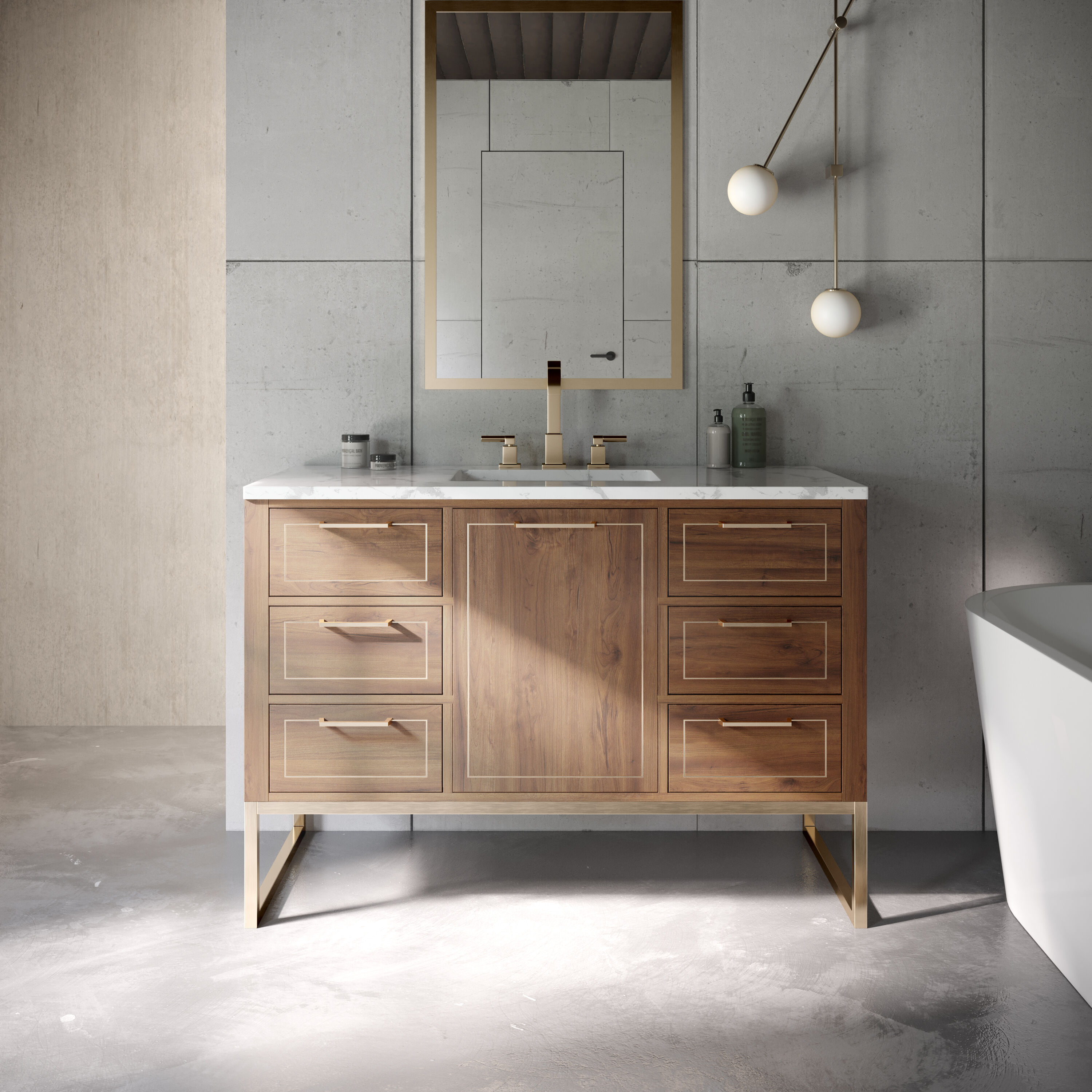 16 Dark Walnut Modern Bathroom Vanity with Faucet, Mirror, Medicine Cabinet  and Linen Side Cabinet Option