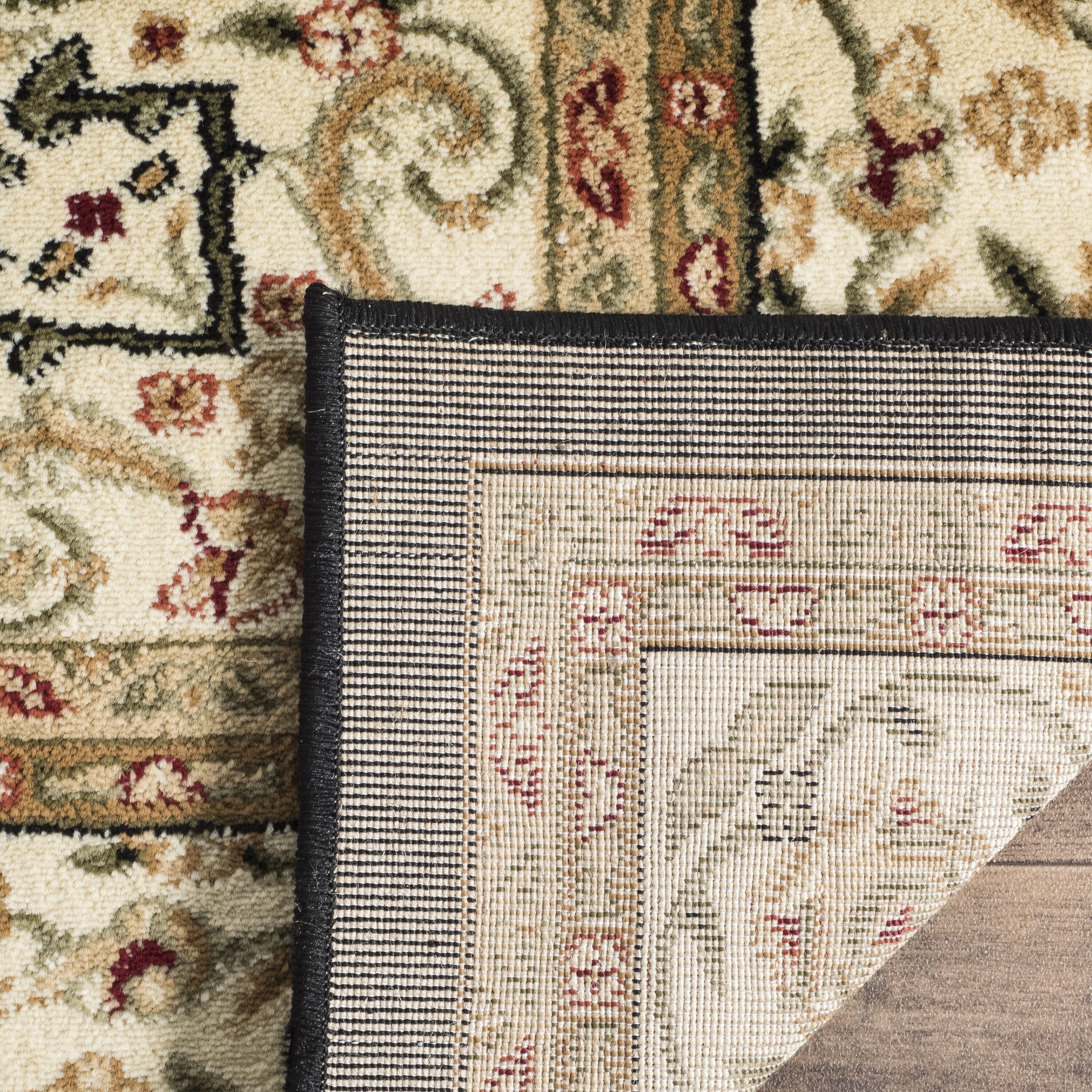 Safavid Style Black and Ivory Synthetic Area Rug