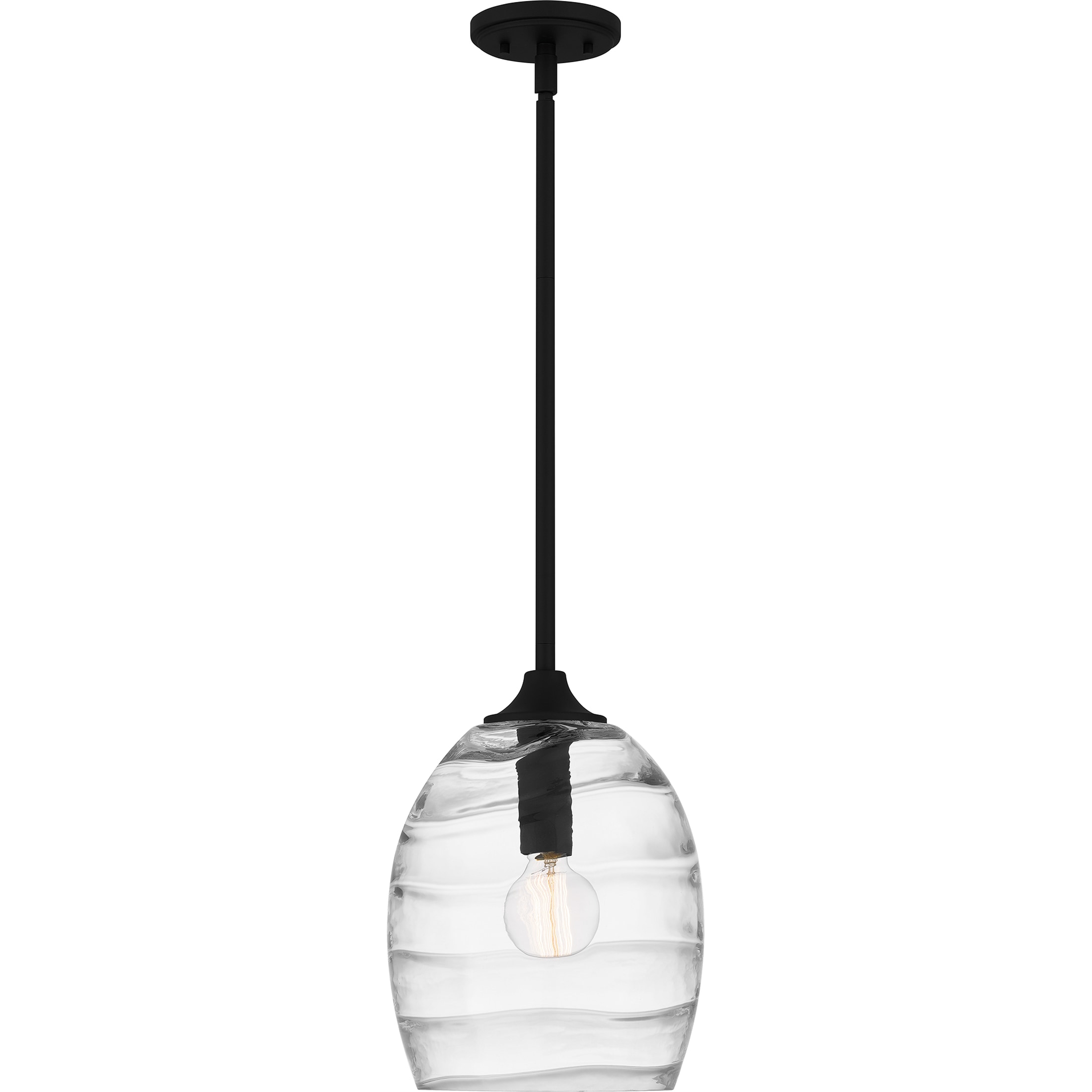 Matte Black Glass Indoor/Outdoor Pendant Light