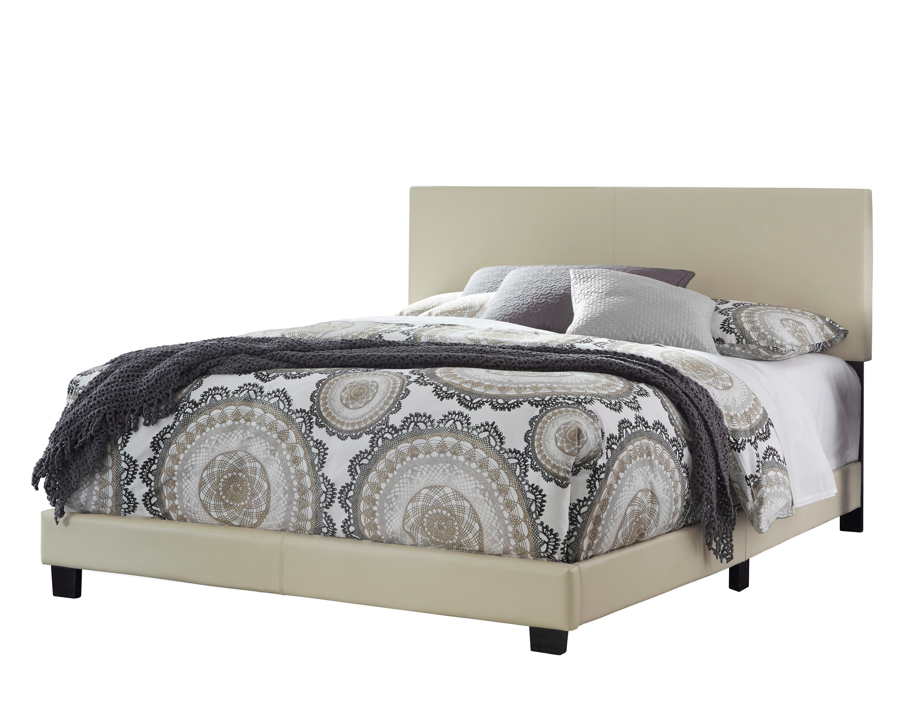 OSHOME 766-CR Upholstered Headboards Cream King Upholstered Bed