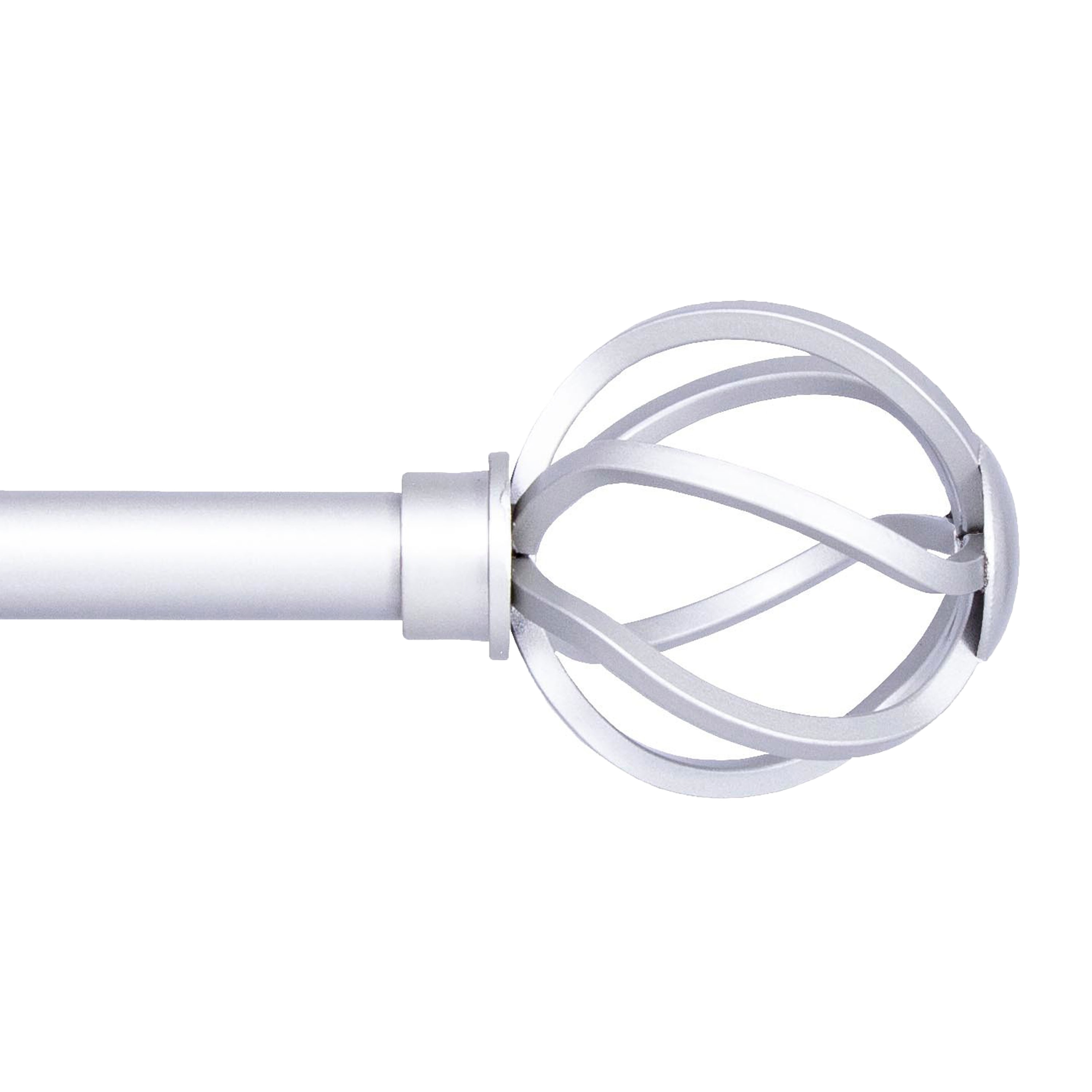 Kenney KNM71738V1 Cage 48-in to 86-in Brushed Nickel Steel Single curtain rod with Finials