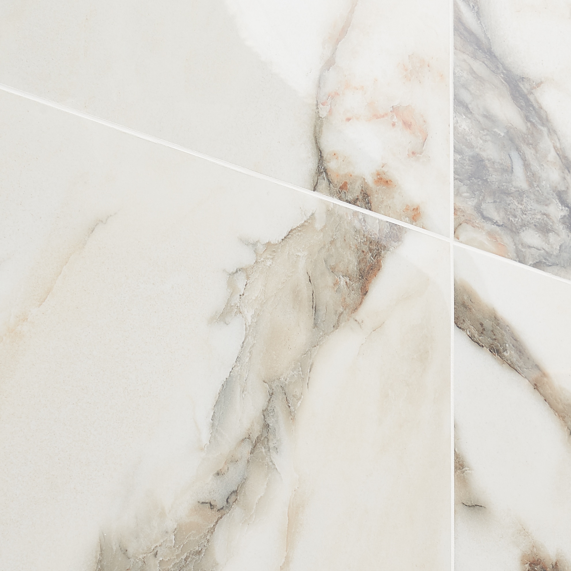 Saroshi 24" x 24" Polished White Marble Look Porcelain Tile