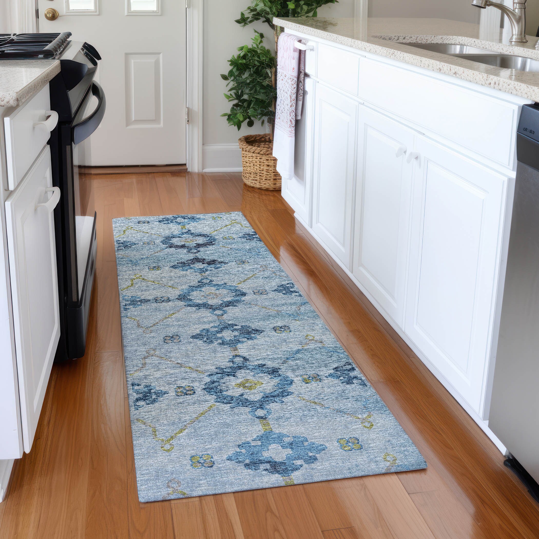 Addison Rugs AMF122BL2X8 Mayfield AMF122BL 2 x 7 (ft) Loomed Polyester Blue Rectangular Indoor Geometric Machine washable Area rug
