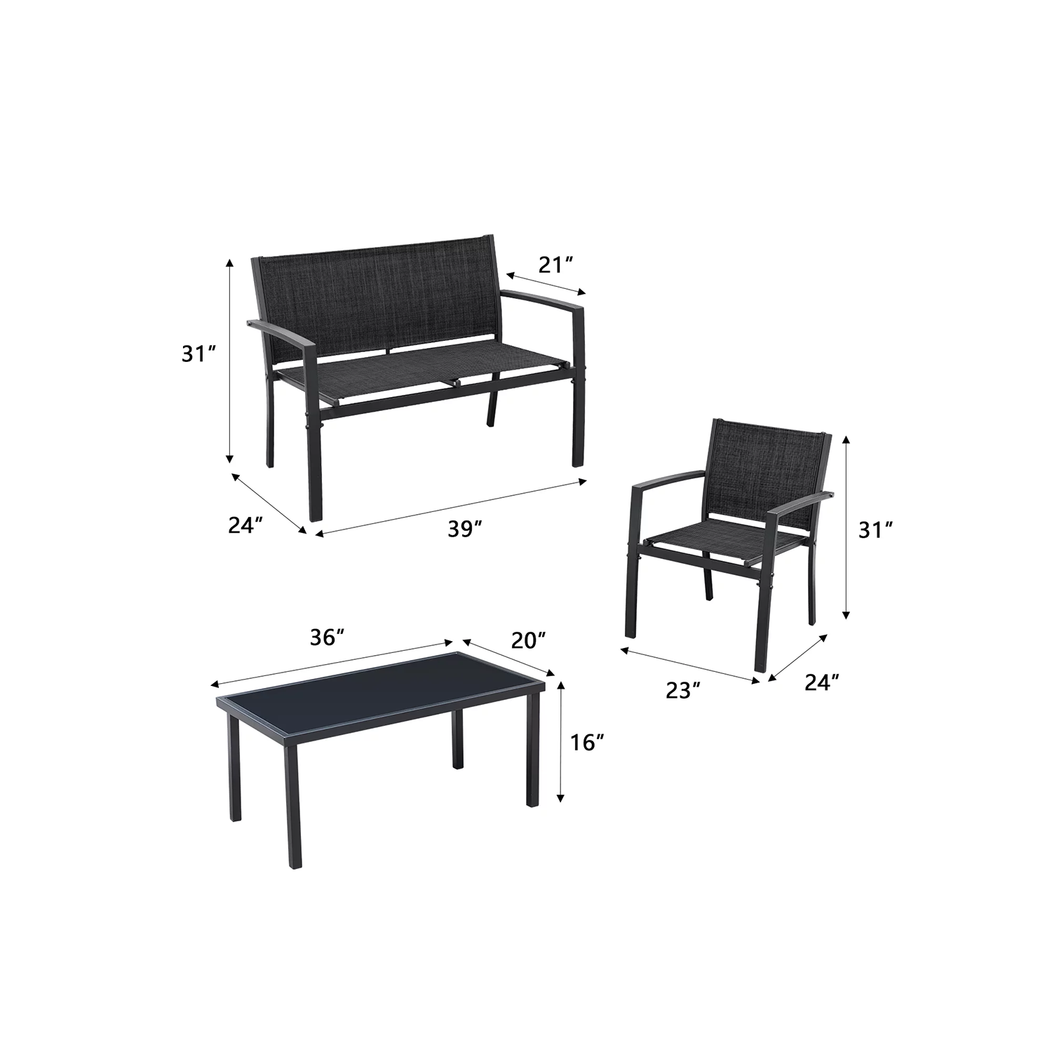 Vineego LS-TSL4BK Patio-Conversation-Sets - View #7