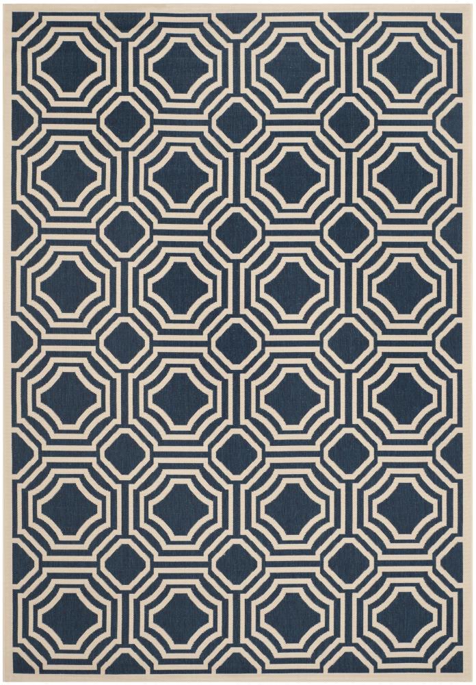 Safavieh CY6112-268-6 Courtyard Maui 7 x 10 (ft) Loomed Polypropylene Navy/Beige Rectangular Indoor/Outdoor Geometric Area rug