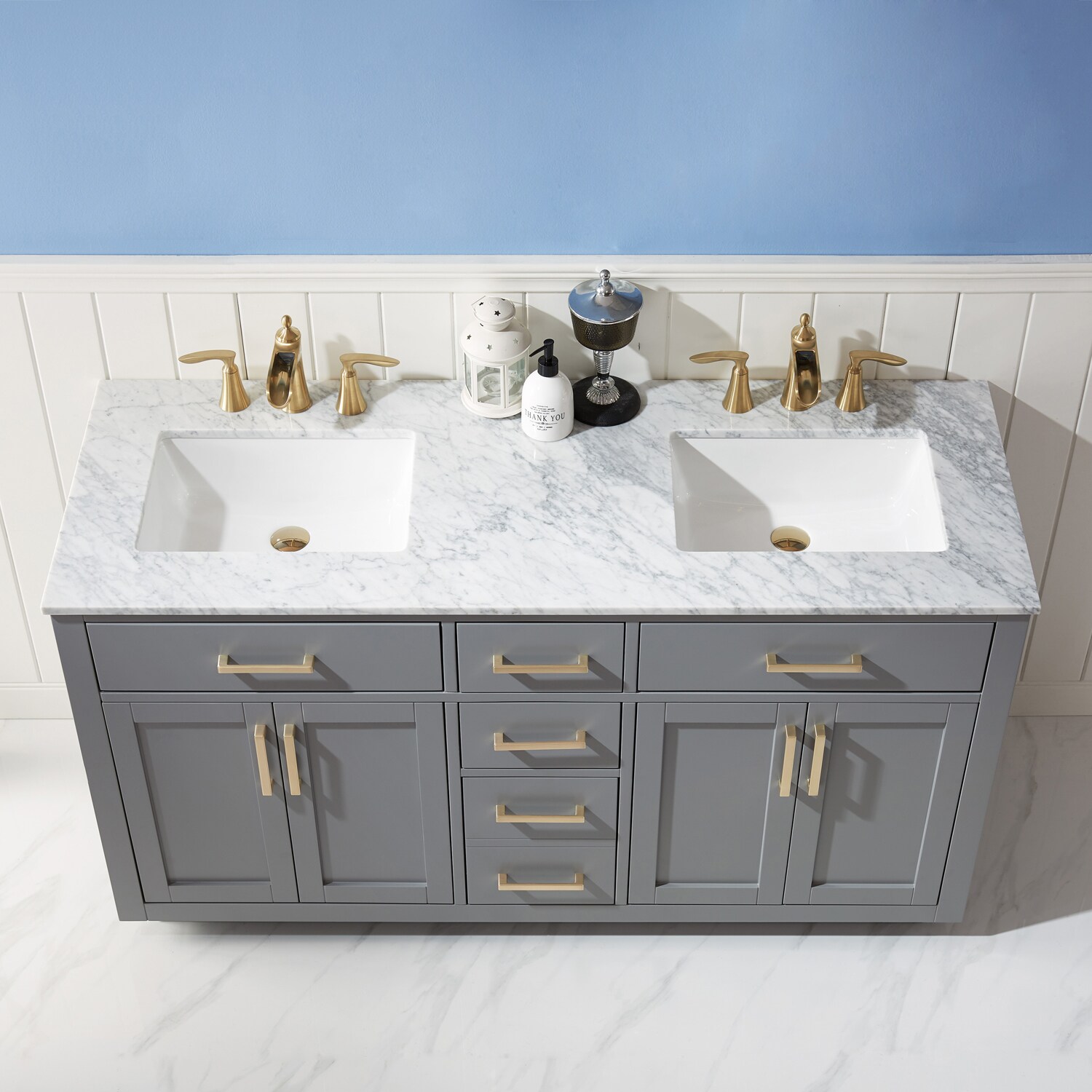 Altair Ivy 60-in Gray Undermount Double Sink Bathroom Vanity with ...