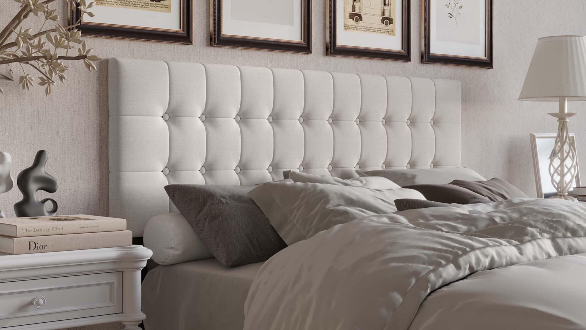CasePiece C8377FUHB-WGY-LN Warm Grey Full Linen Upholstered Headboard