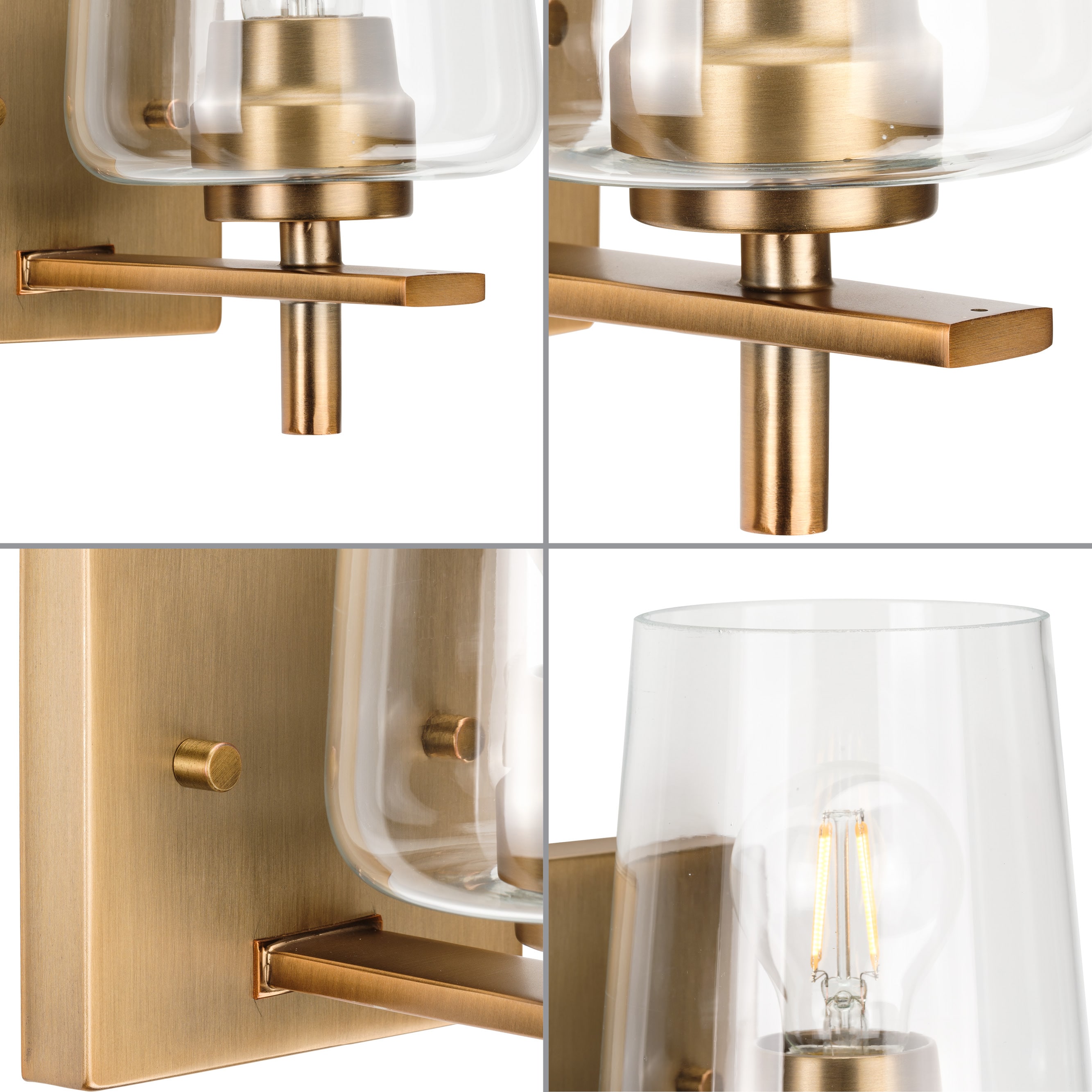 Calais Vintage Brass Dimmable Wall Sconce with Clear Glass Shade