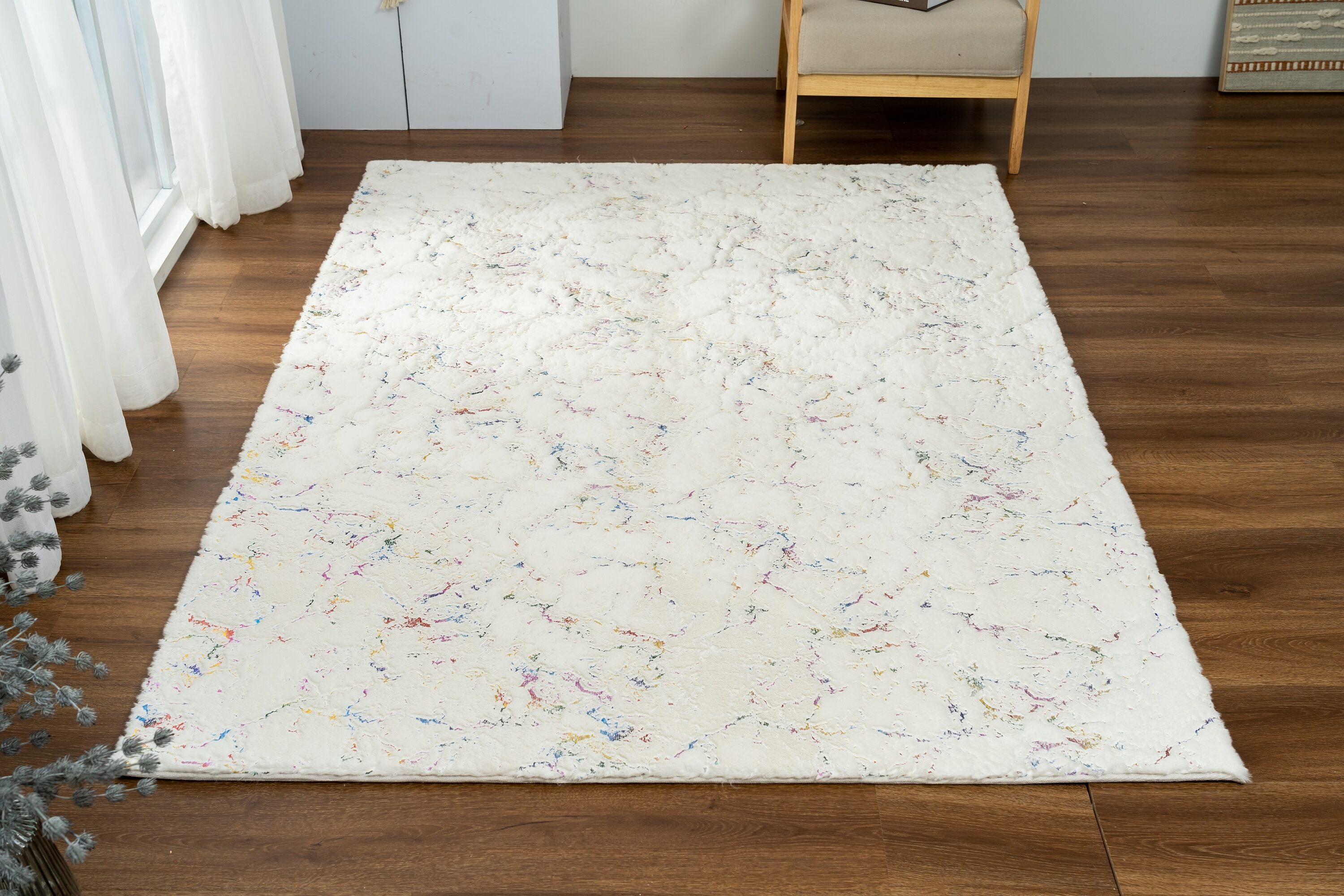MDA Rugs CH03810 Chryso 8 x 10 (ft) Polyester White/Multicolor Rectangular Indoor Abstract Area rug