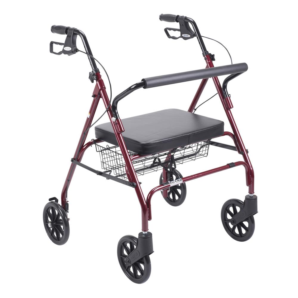 Medical Heavy Duty Bariatric Rollator Rolling Walker with Large Padded Seat, Red in the Walkers, Wheelchairs & Rollators department at Lowes.com