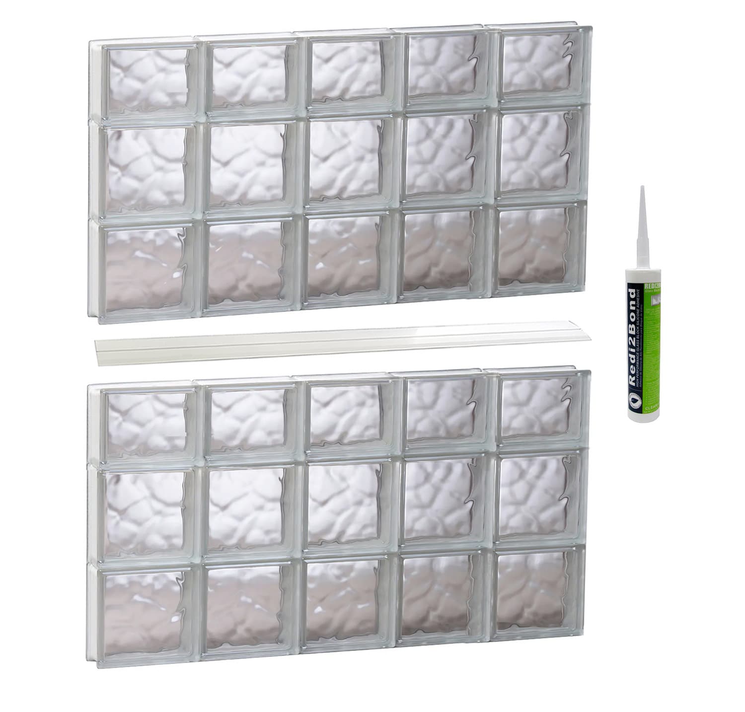 REDI2SET S4044DC Wavy Glass 38-3/4-in x 42-1/2-in Frameless Replacement Glass Block Window