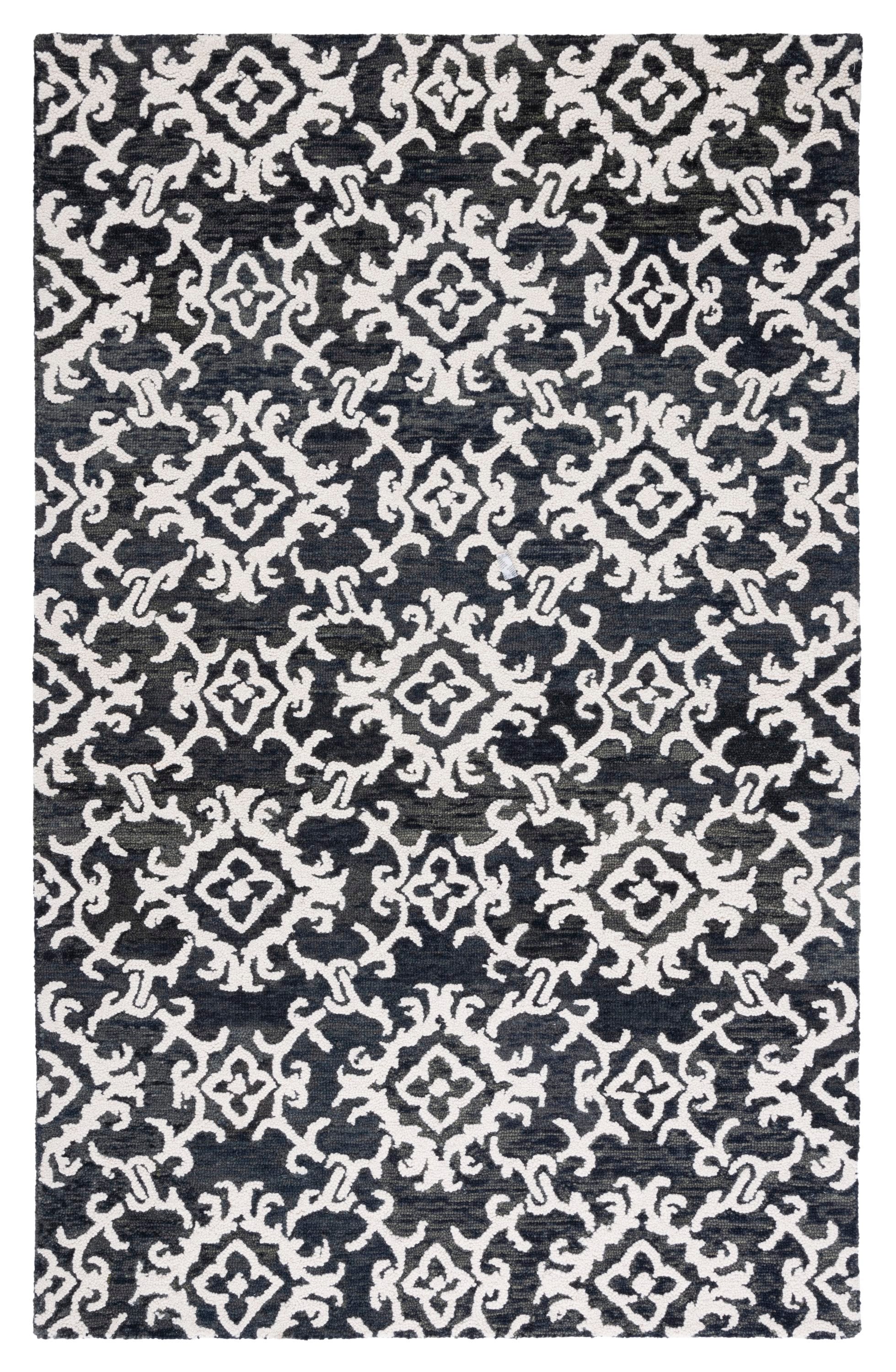 Safavieh BLM104Z-5 Blossom Asma 5 x 8 (ft) Tufted Wool Black/Ivory Rectangular Indoor Abstract Bohemian/Eclectic Area rug