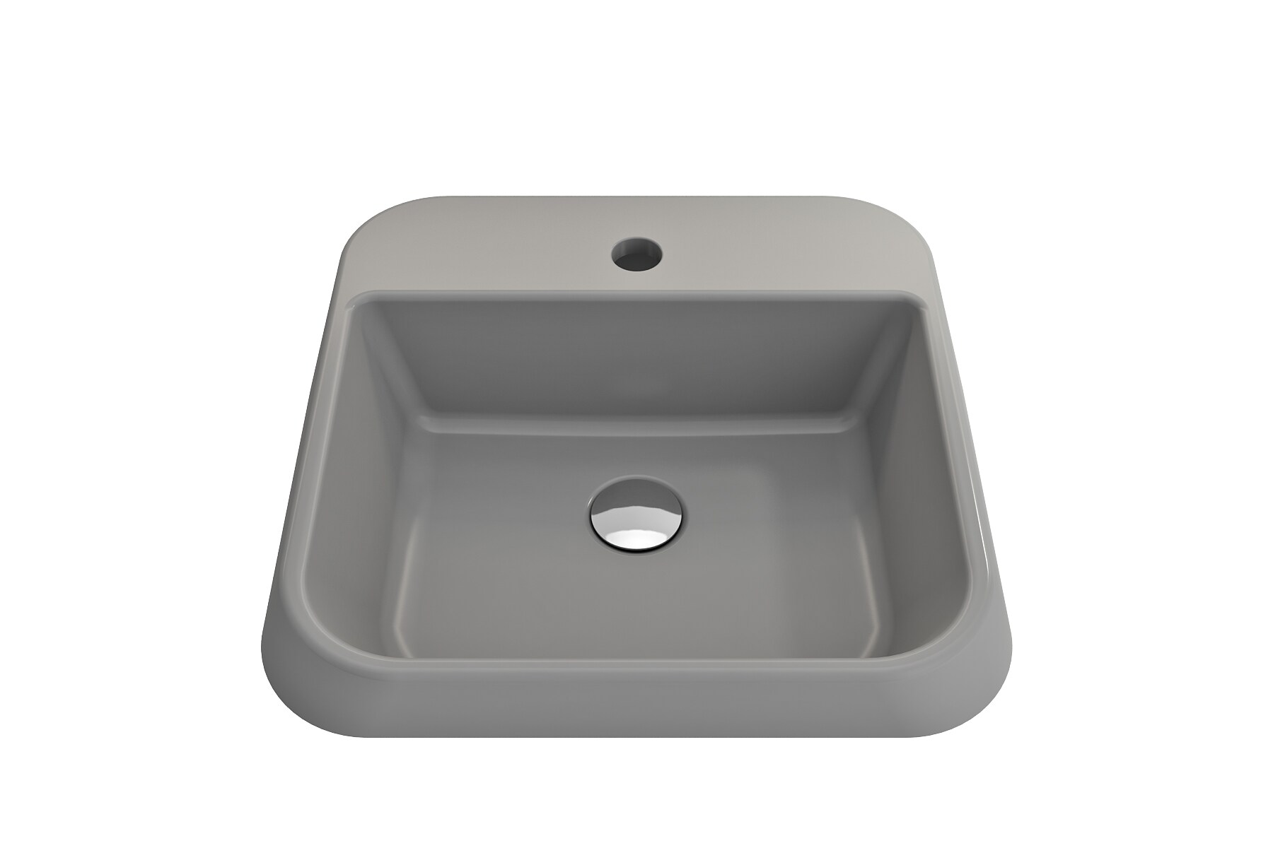 BOCCHI 1074-006-0126 Fire Clay 16.5-in Vessel Rectangular Traditional Matte Gray Bathroom Sink
