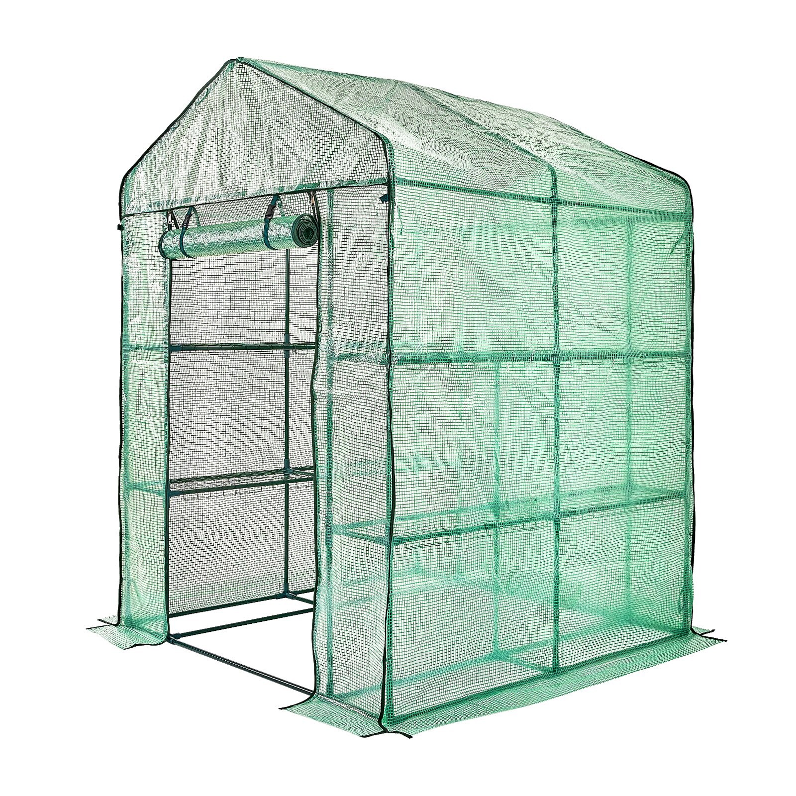 Slickblue - Walk in Greenhouse with 4 Shelves Zipper Door and Steel Frame for Garden or Backyard ...