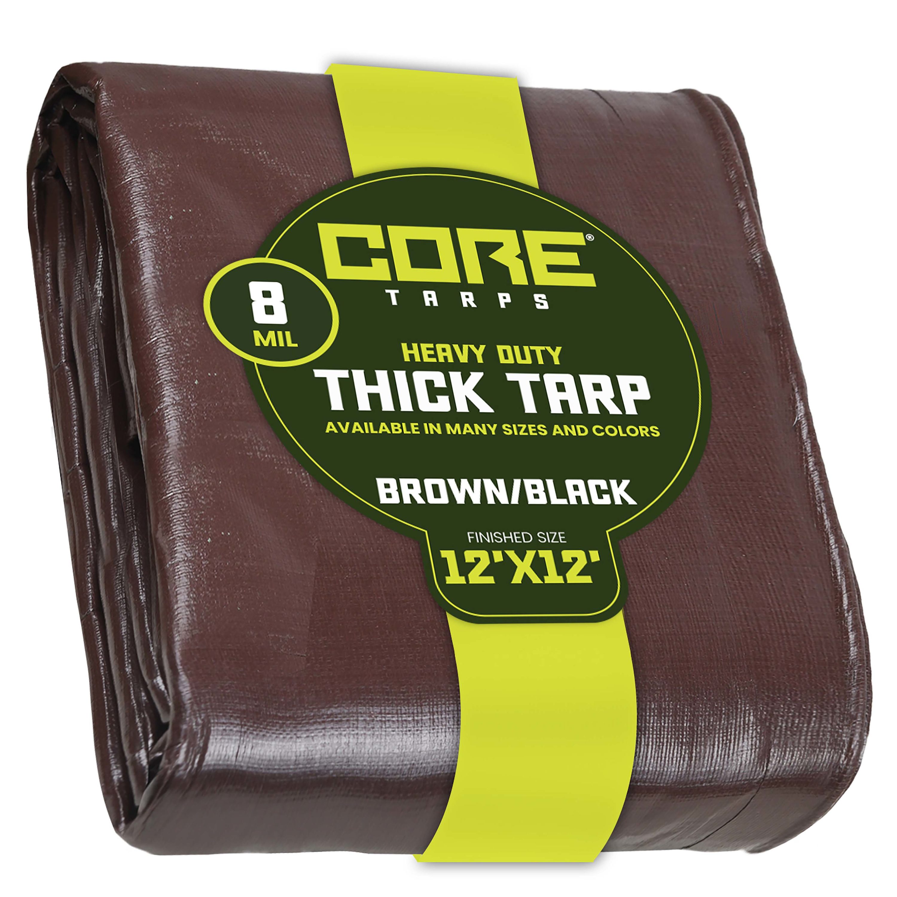 Core Tarps CT-402-12X12 12-ft x 12-ft Brown Waterproof Commercial Polyethylene 8-Mils Tarp
