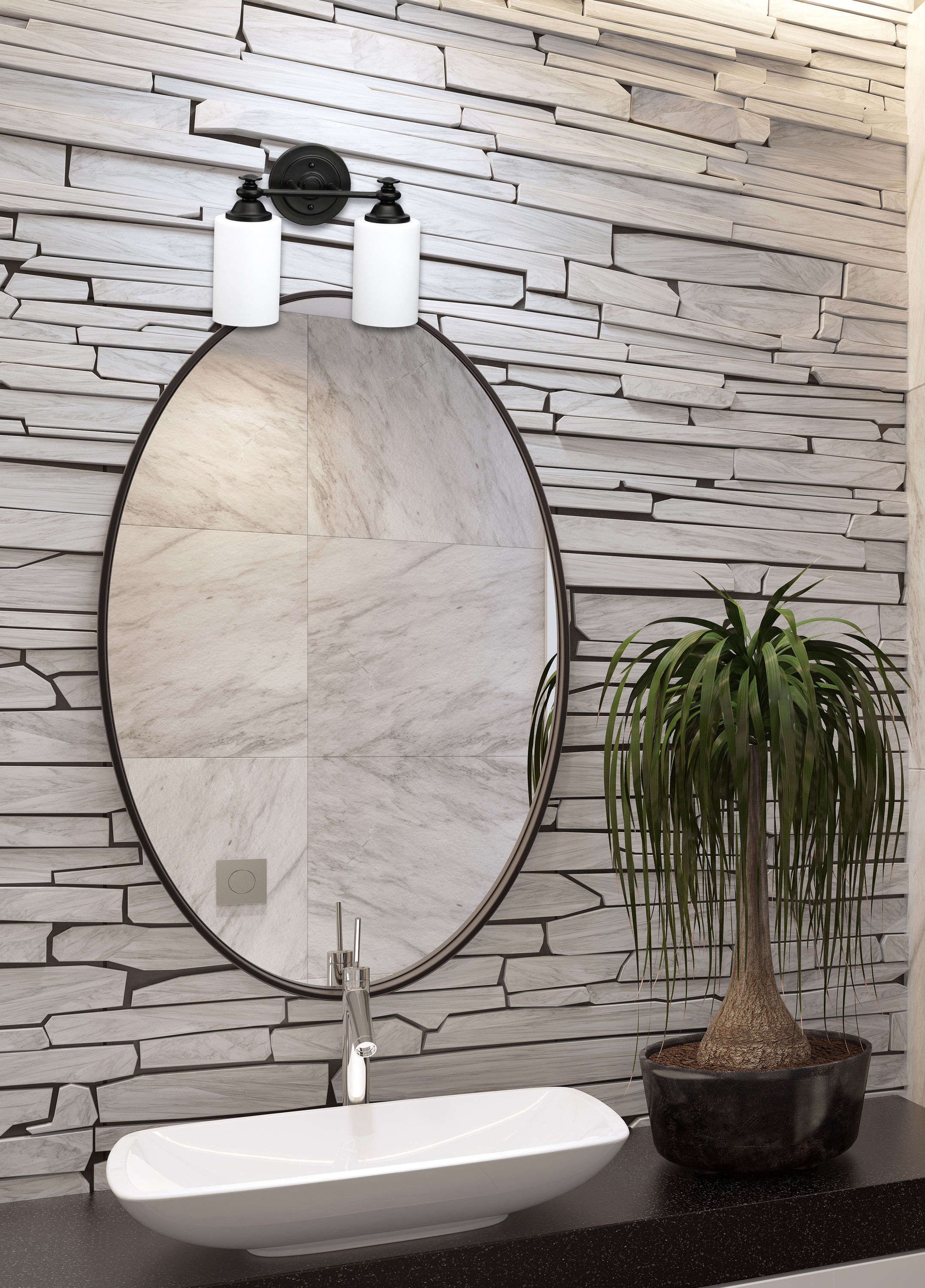 Espresso Brown Cylinder Wall Sconce with White Glass Shades