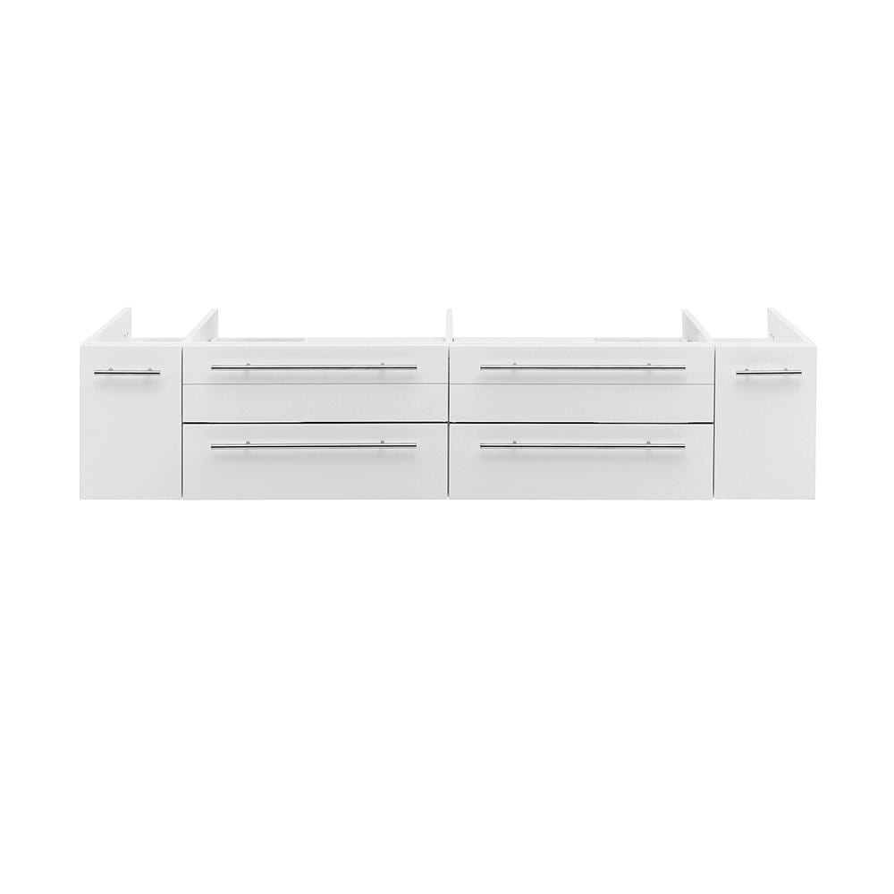 Fresca FCB6172WH-VSL Lucera 72-in White Floating Bathroom Vanity Base Cabinet without Top