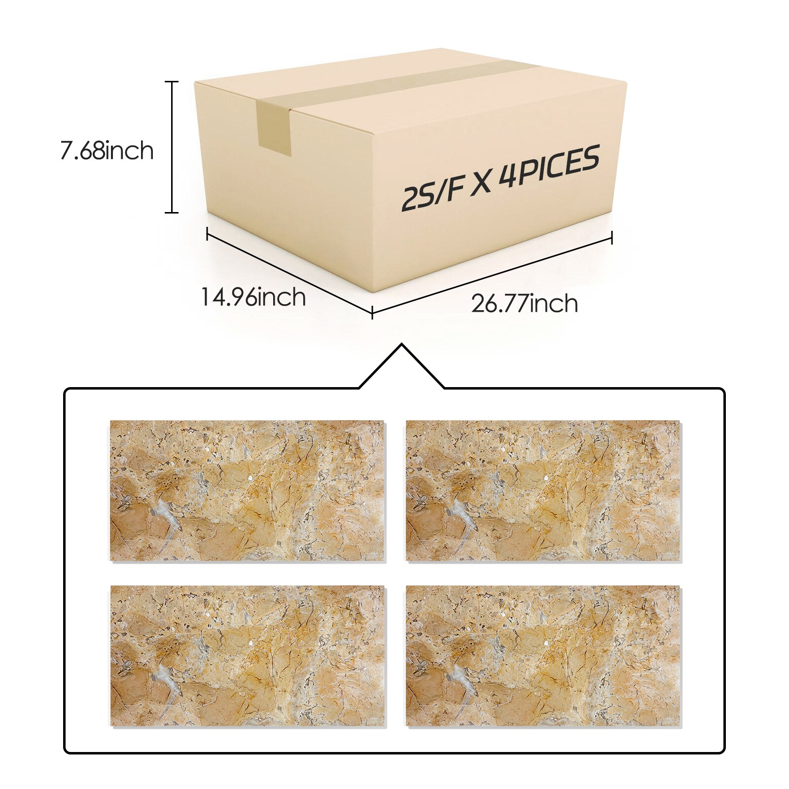 Xspracer ML-TWF351 Yellow 12-in x 24-in Polished Natural Stone Marble Look Floor and Wall Tile (8-sq. ft/ Carton)