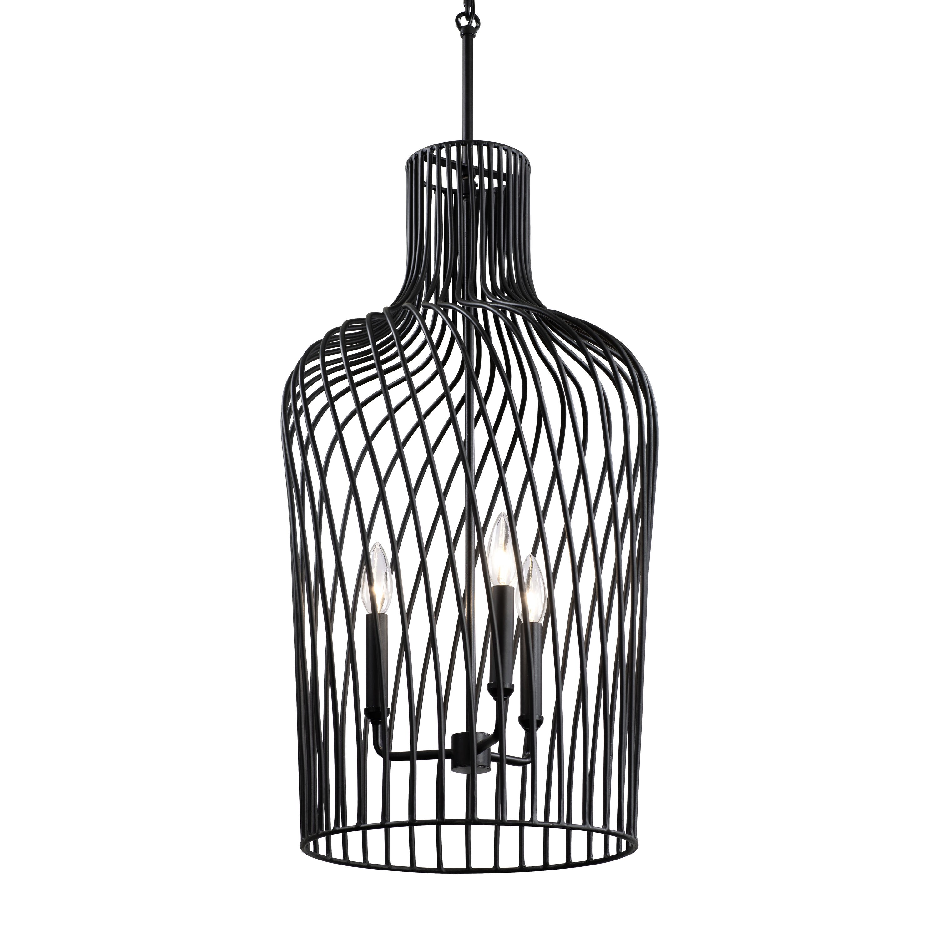 Varaluz 339P03CBL Elsa 3 -Light Black Transitional Geometric Hanging Pendant light