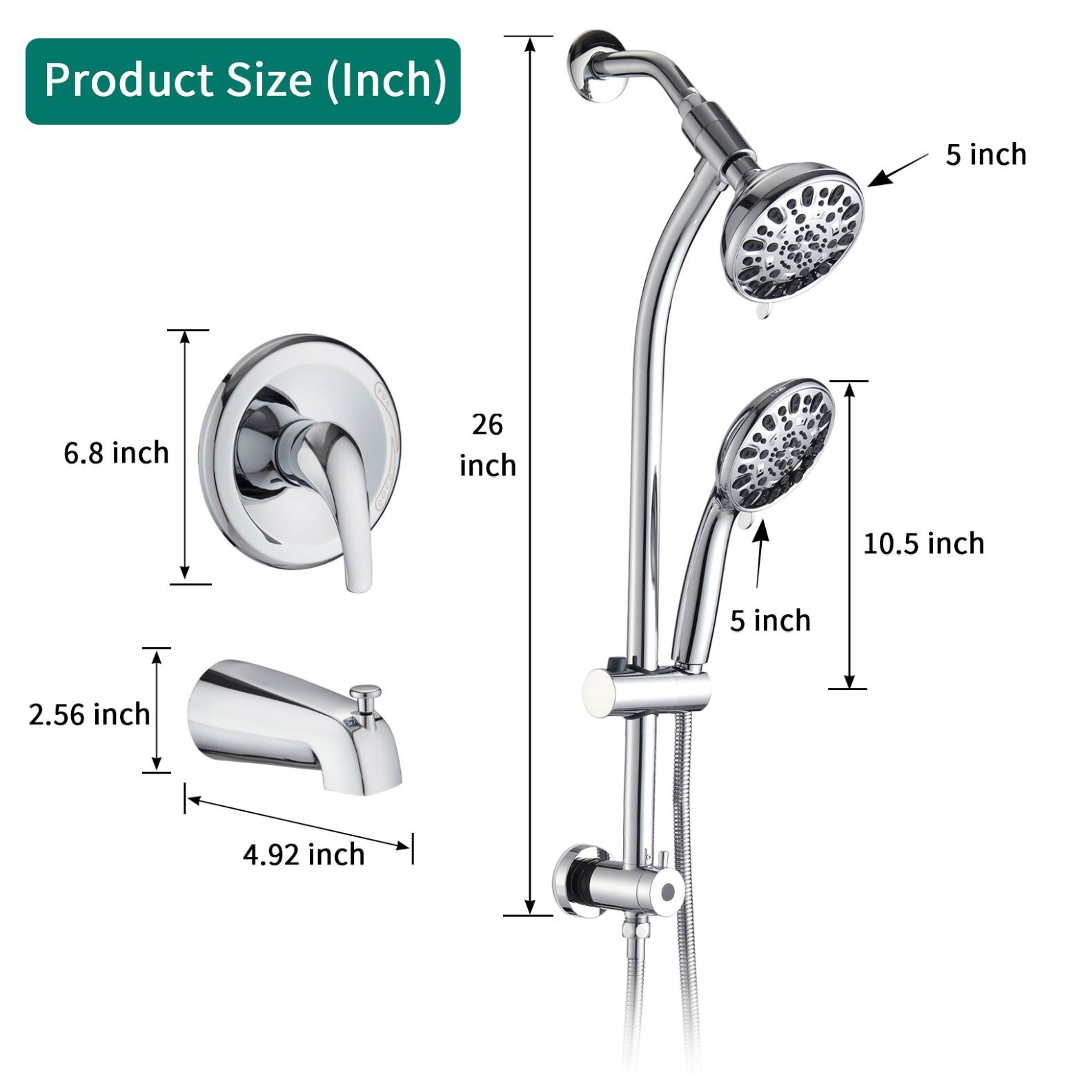Poinic YUR-SF003C Showerhead-Bar-Panels - View #8