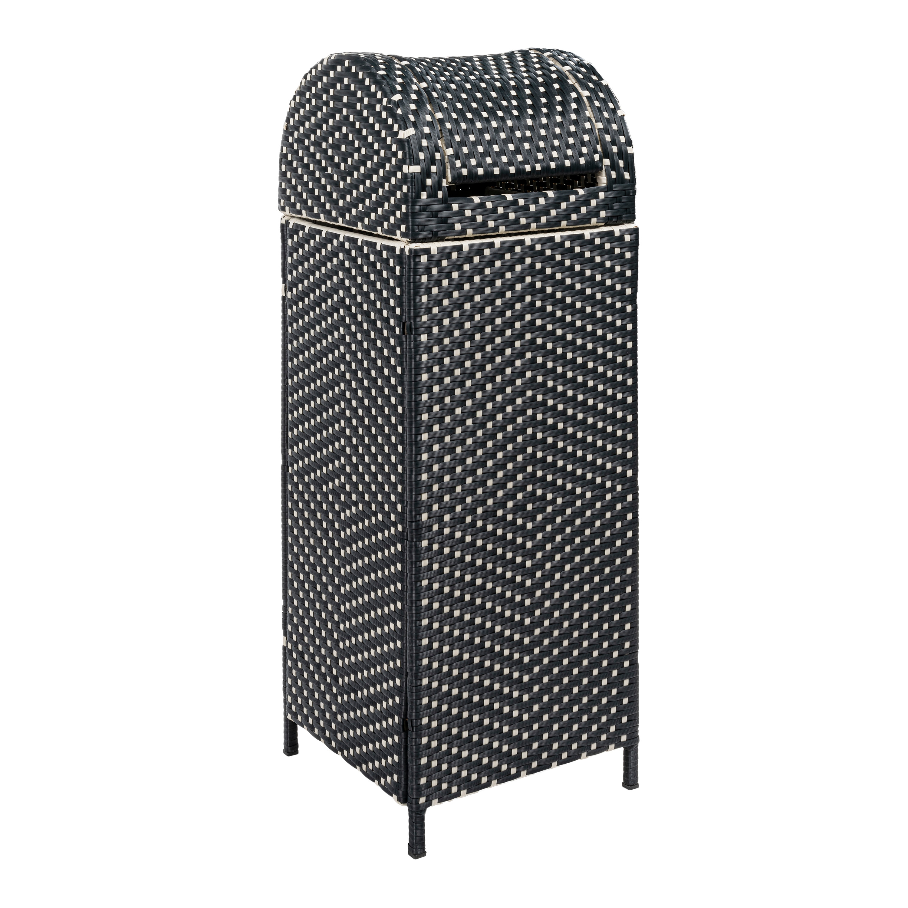 happimess HPM1202E 31.39 Gallon Dark Navy/White Metal Indoor/Outdoor Kitchen Hinged Lid Trash Can