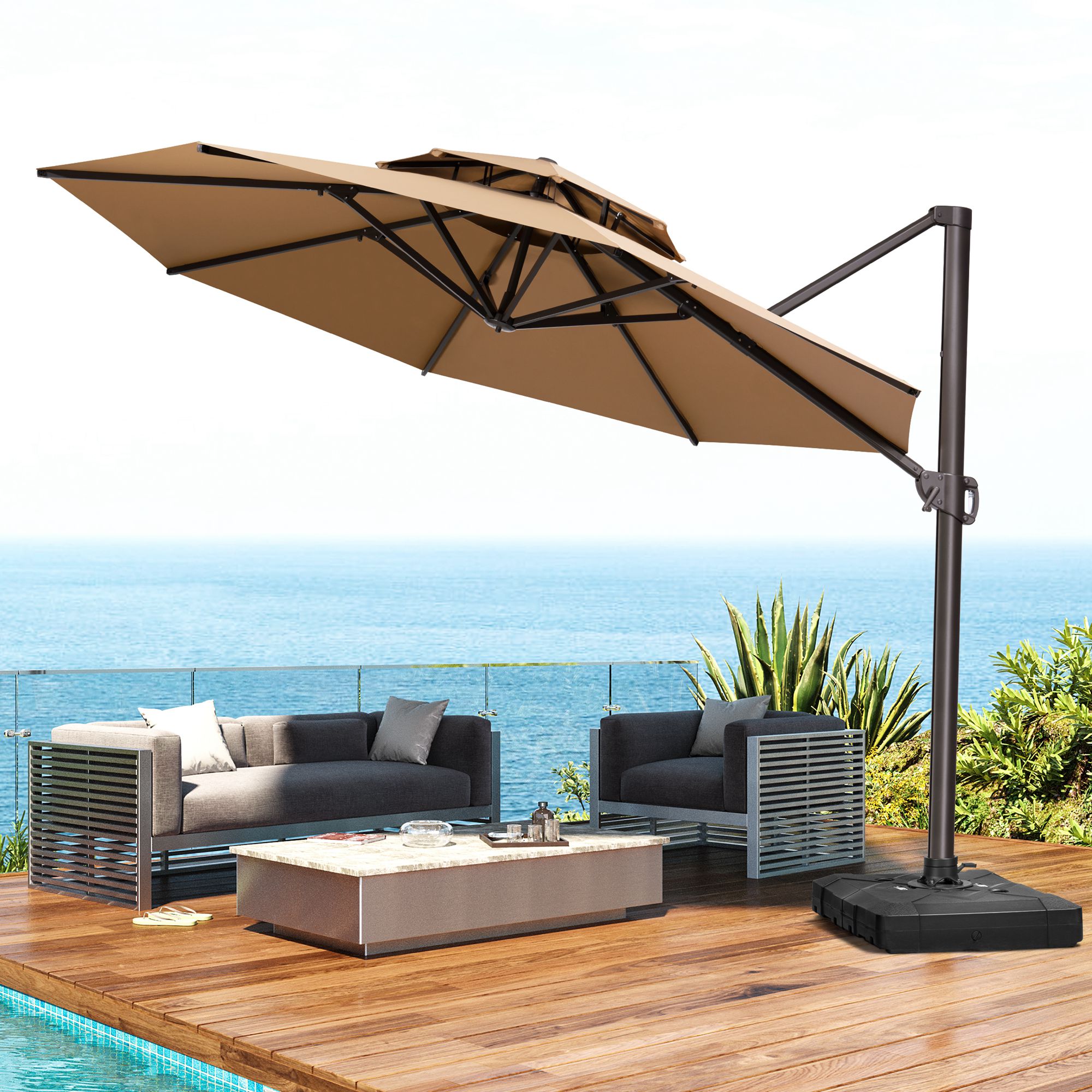 Pellebant 12-ft Steel Round Cantilever Patio Umbrella in the Patio ...