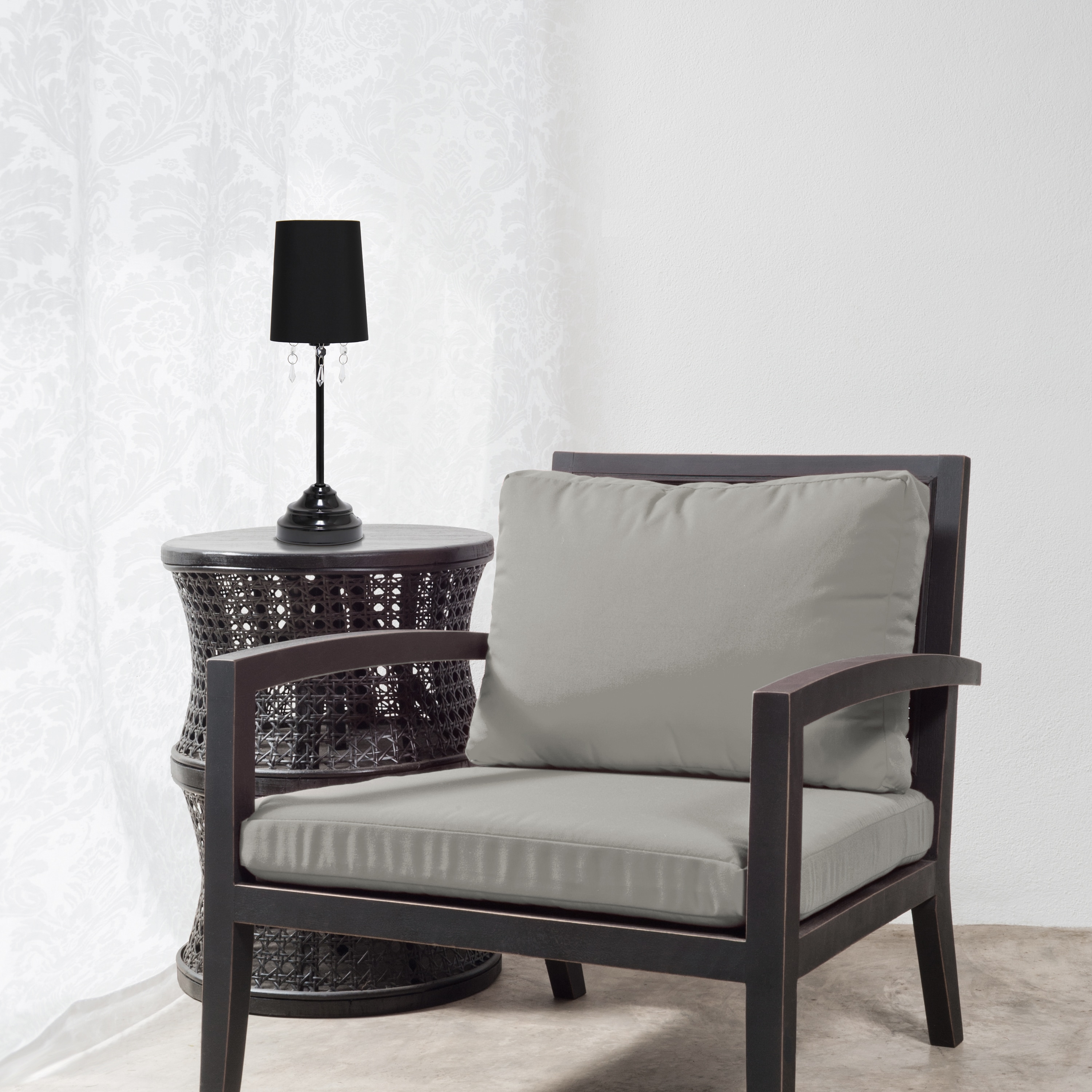 Simple Designs LT3018-BLK 17.25-in Black On/Off switch Table Lamp with Fabric Shade