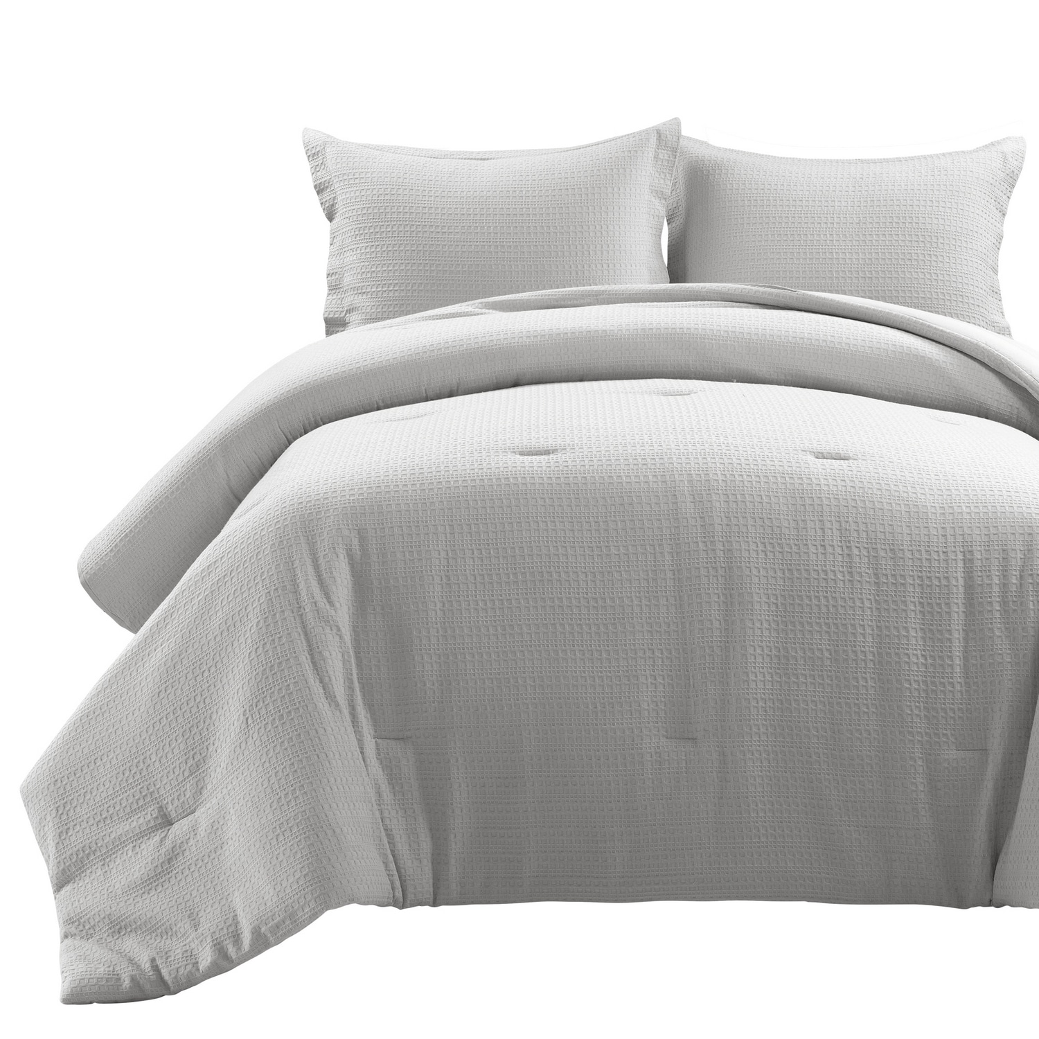 Gray King Cotton Waffle Weave Comforter Set