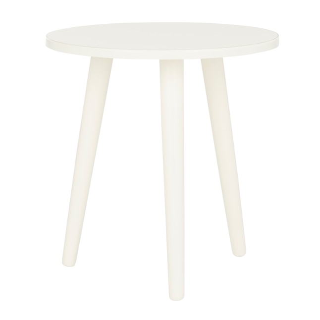 Safavieh Orion Distressed White Wood, Small White End Table Round
