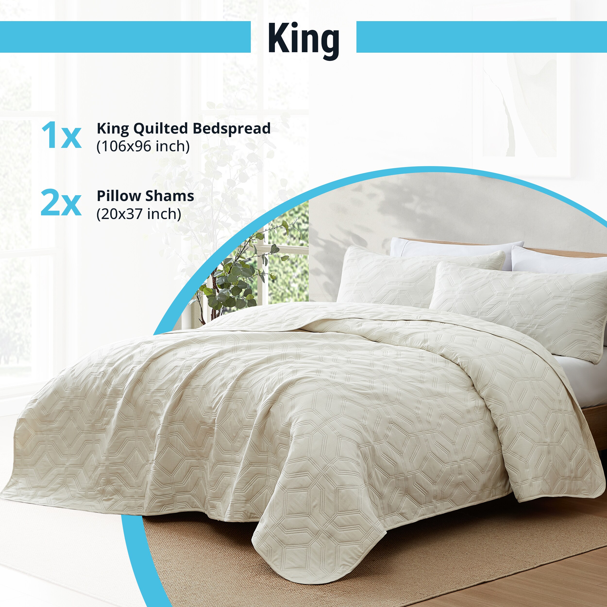 HLC.me LGN-KG-BEIG Comforters-And-Bedspreads - View #3