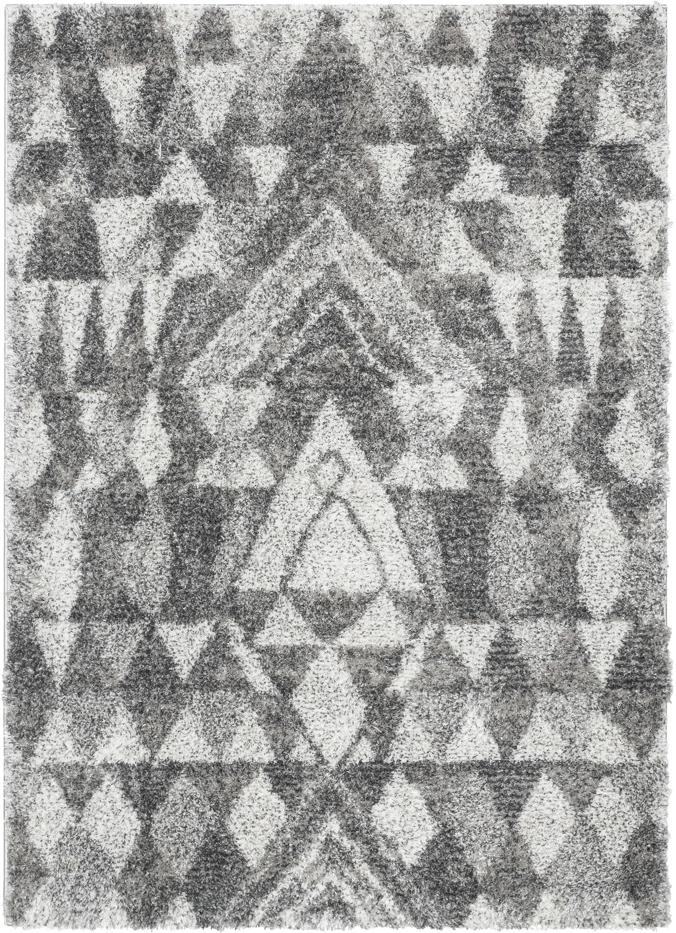 Celeste Modern Shag Geometric Gray Area Rug 3'11" x 5'3"
